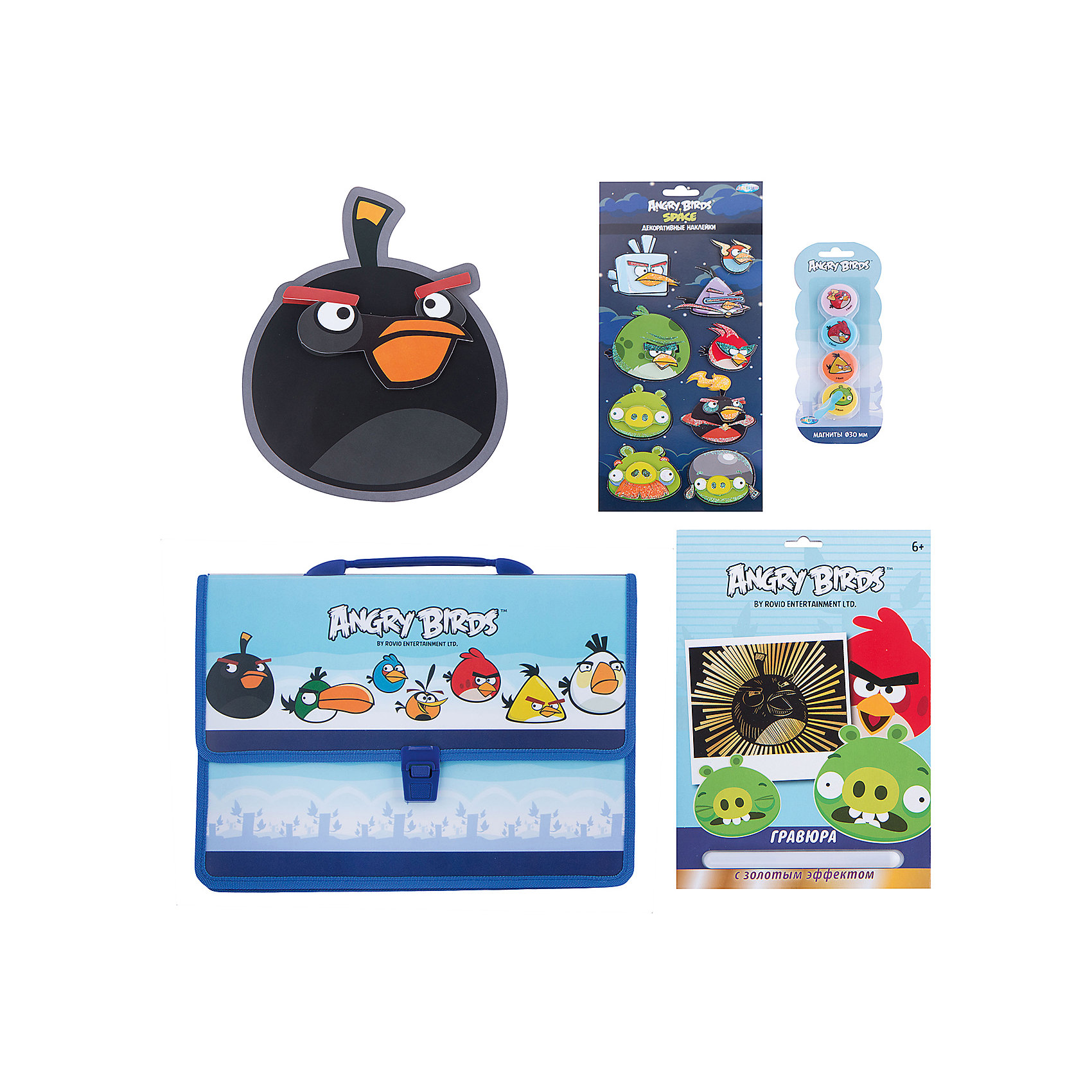 Набор для творчества Angry Birds (4 предмета) Набор для творчества Angry Birds (4 предмета)Angry Birds<br>Набор для творчества Angry Birds (4 предмета)<br><br>Характеристики:<br><br>- в набор входит: папка-портфель, гравюра, наклейки объемные, магниты <br>- состав: пластик, картон, каучук<br>- для детей в возрасте: от 5 до 12 лет<br>- страна производитель: Китай<br><br>Набор для творчества Angry Birds (Злые птички) от немецкого бренда Centrum (Центрум) придет по вкусу мальчишкам. В пластиковом портфеле с двумя отделениями помещается много вещей. Например, гравюра с героем мультфильма, которая станет очень интересным и новым занятием, контур уже имеется, нужно просто использовать штрихель из набора, чтобы соскрести черную краску и добавить цвета. Объемные наклейки украсят тетради ребенка, а набор магнитов будет отлично смотреться не только на холодильнике. Работа с таким набором ребенок развивает моторику рук, воображение, усидчивость, аккуратность и внимание. Набор станет отличным подарком любителям популярного мультсериала про птичек. <br><br>Набор для творчества Angry Birds (4 предмета) можно купить в нашем интернет-магазине.<br><br>Ширина мм: 50<br>Глубина мм: 360<br>Высота мм: 280<br>Вес г: 460<br>Возраст от месяцев: 36<br>Возраст до месяцев: 120<br>Пол: Унисекс<br>Возраст: Детский<br>SKU: 5175407