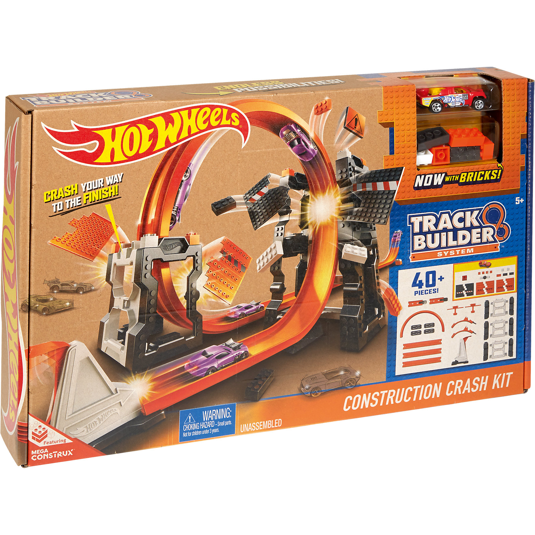 Конструктор трасс: взрывной набор , Hot Wheels Конструктор трасс: взрывной набор , Hot WheelsИгровые наборы<br>Конструктор трасс: взрывной набор , Hot Wheels (Хот Вилс)<br><br>Характеристики: <br><br>• увлекательный набор с взрывными конструкциями <br>• более 40 деталей В комплекте <br>• подходит к другим частям трассы Хот Вилс <br>• машинка в комплекте <br>• материал: пластик, металл <br><br>Взрывной набор впечатлит каждого поклонника Hot Wheels. В набор входят более 40 деталей, из которых можно построить крутую трассу с навесными конструкциями. Проскакивайте под двумя панелями и врезайтесь в ограничитель - игра действительно в стиле настоящих гонщиков! Вы можете использовать машинку, входящую в комплект, или свою, подходящую по ширине.<br><br>Конструктор трасс: взрывной набор , Hot Wheels (Хот Вилс) можно купить в нашем интернет-магазине.<br><br>Ширина мм: 461<br>Глубина мм: 309<br>Высота мм: 78<br>Вес г: 1199<br>Возраст от месяцев: 48<br>Возраст до месяцев: 96<br>Пол: Мужской<br>Возраст: Детский<br>SKU: 5188166