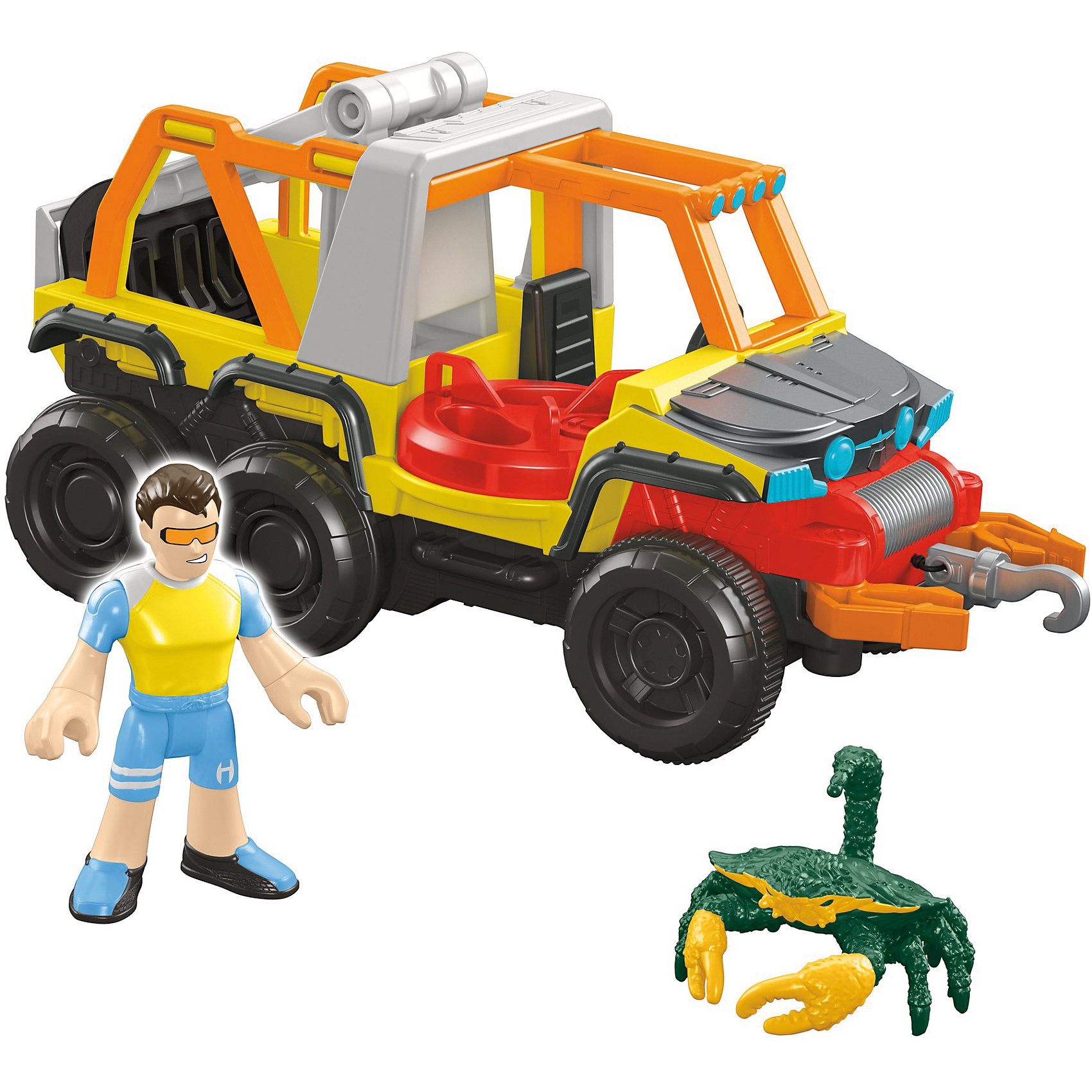 Набор Океан с аксессуарами, Imaginext, Fisher Price Набор Океан с аксессуарами, Imaginext, Fisher PriceЛюбимые герои<br>Характеристики:<br><br>• Вид игр: сюжетно-ролевые игры, игры на воде<br>• Пол: для мальчиков<br>• Серия: Imaginext<br>• Материал: пластик<br>• Цвет: в ассортименте<br>• Комплектация: грузовой пляжный вездеход, водитель, 4 снаряда, акула<br>• Размеры (Д*Ш*В): 14*5*17 см<br>• Вес: от 400 г <br>• Упаковка: картонная коробка<br><br>Набор Океан с аксессуарами, Imaginext, Fisher Price, в ассортименте – это игровой набор, состоящий из вездехода, фигурок водителя, акулы и аксессуаров от знаменитого производителя Mattel. Игрушки выполнены из качественного и безопасного пластика, устойчивого к механическим повреждениям. Все элементы окрашены нетоксичными красками. Вездеход оснащен выдвигающимся мостиком и клешнями. У водителя имеется защитный съемный жилет.<br><br>Сюжетно-ролевые игры с наборами серии Imaginext от Fisher Price позволят окунуться вашему ребенку в увлекательный подводный мир, создавать и воспроизводить свои истории, полные захватывающих приключений и удивительных спасений.<br><br>Набор Океан с аксессуарами, Imaginext, Fisher Price, в ассортименте можно купить в нашем интернет-магазине.<br><br>Ширина мм: 190<br>Глубина мм: 215<br>Высота мм: 100<br>Вес г: 444<br>Возраст от месяцев: 36<br>Возраст до месяцев: 96<br>Пол: Мужской<br>Возраст: Детский<br>SKU: 5200236