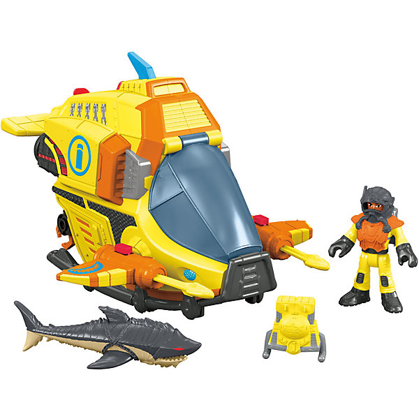 Набор Океан с аксессуарами, Imaginext, Fisher Price Набор Океан с аксессуарами, Imaginext, Fisher PriceФигурки из мультфильмов<br>Характеристики:<br><br>• Вид игр: сюжетно-ролевые игры, игры на воде<br>• Пол: для мальчиков<br>• Серия: Imaginext<br>• Материал: пластик<br>• Цвет: желтый, оранжевый, черный, серый<br>• Комплектация: субмарина для глубоководного погружения, фигурка пилота, акула<br>• Размеры (Д*Ш*В): 14*5*17 см<br>• Вес: 430 г <br>• Упаковка: картонная коробка<br><br>Набор Океан с аксессуарами, Imaginext, Fisher Price, в ассортименте – это игровой набор, состоящий из глубоководной субмарины, фигурки пилота, акулы и аксессуаров от знаменитого производителя Mattel. Игрушки выполнены из качественного и безопасного пластика, устойчивого к механическим повреждениям. Все элементы окрашены нетоксичными красками. Субмарина оснащена пушками со снарядами, у пилота имеется съемное снаряжение для ныряльщика.<br><br>Сюжетно-ролевые игры с наборами серии Imaginext от Fisher Price позволят окунуться вашему ребенку в увлекательный подводный мир, создавать и воспроизводить свои истории, полные захватывающих приключений и удивительных спасений.<br><br>Набор Океан с аксессуарами, Imaginext, Fisher Price, в ассортименте можно купить в нашем интернет-магазине.<br><br>Ширина мм: 190<br>Глубина мм: 215<br>Высота мм: 100<br>Вес г: 444<br>Возраст от месяцев: 36<br>Возраст до месяцев: 96<br>Пол: Мужской<br>Возраст: Детский<br>SKU: 5200237