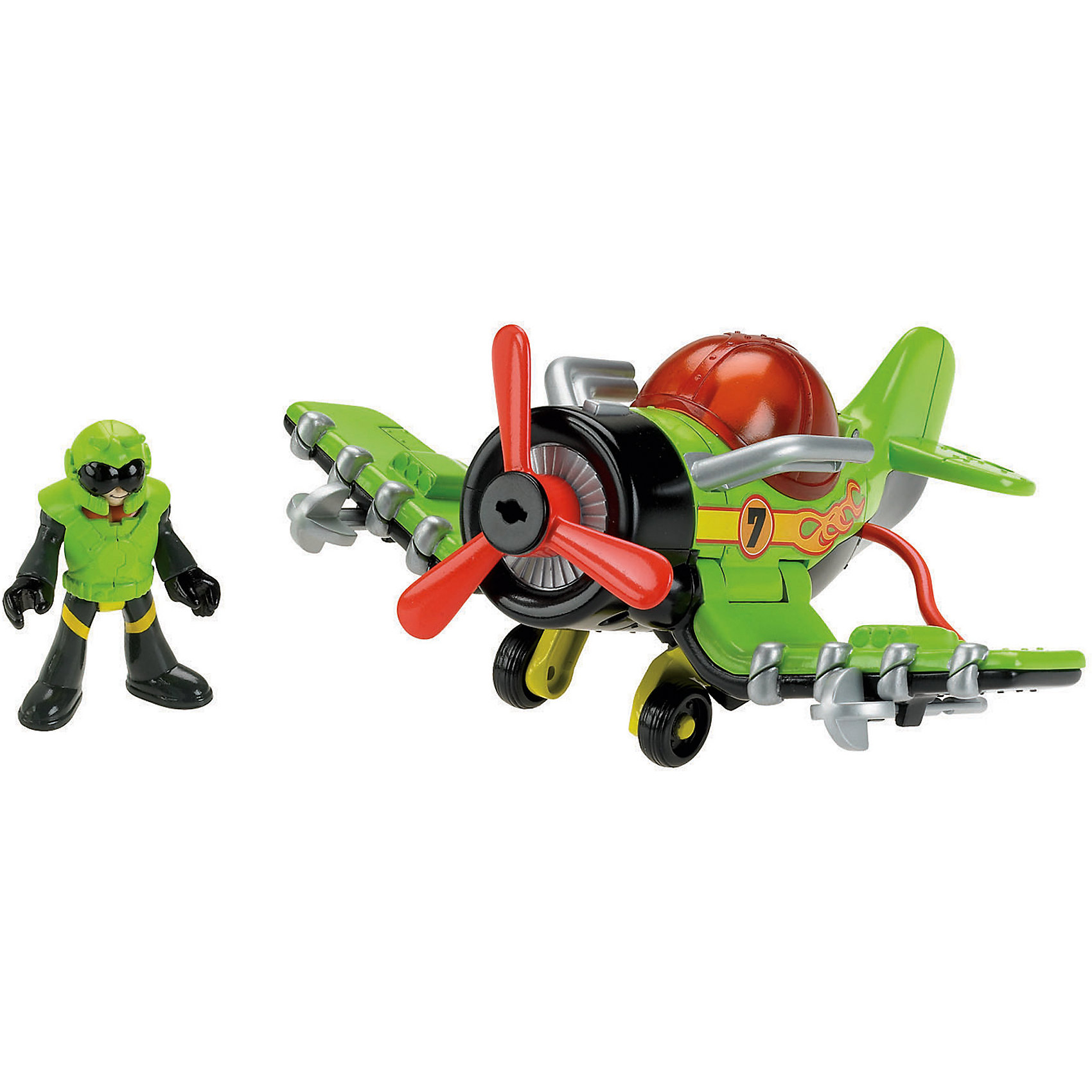 Летательный аппарат Sky Racers Sea Stinger, Imaginext, Fisher Price Летательный аппарат Sky Racers Sea Stinger, Imaginext, Fisher PriceЛюбимые герои<br>Характеристики:<br><br>• Вид игр: сюжетно-ролевые игры<br>• Пол: для мальчиков<br>• Серия: Imaginext<br>• Материал: пластик<br>• Цвет: зеленый, красный, черный, серебристый<br>• Комплектация: фигурка пилота, самолет, 2 ракеты<br>• Размеры (Д*Ш*В): 8*18*21 см<br>• Вес: 318 г <br>• Упаковка: картонная коробка<br><br>Летательный аппарат Sky Racers Sea Stinger, Imaginext, Fisher Price – это игровой набор, состоящий из фигурки пилота с обмундированием, самолета и аксессуаров от знаменитого производителя Mattel. Игрушки выполнены из качественного и безопасного пластика, устойчивого к механическим повреждениям. Все элементы окрашены нетоксичными красками. Самолет оснащен вращающимся пропеллером и задвигающимися шасси. У летательного аппарата предусмотрена открывающаяся кабина, в которую можно посадить пилота.<br>Сюжетно-ролевые игры с наборами серии Imaginext от Fisher Price позволят окунуться вашему ребенку в увлекательный мир авиации, создавать и воспроизводить свои истории, полные захватывающих приключений и удивительных спасений.<br><br>Летательный аппарат Sky Racers Sea Stinger, Imaginext, Fisher Price можно купить в нашем интернет-магазине.<br><br>Ширина мм: 190<br>Глубина мм: 205<br>Высота мм: 90<br>Вес г: 340<br>Возраст от месяцев: 36<br>Возраст до месяцев: 96<br>Пол: Мужской<br>Возраст: Детский<br>SKU: 5200253