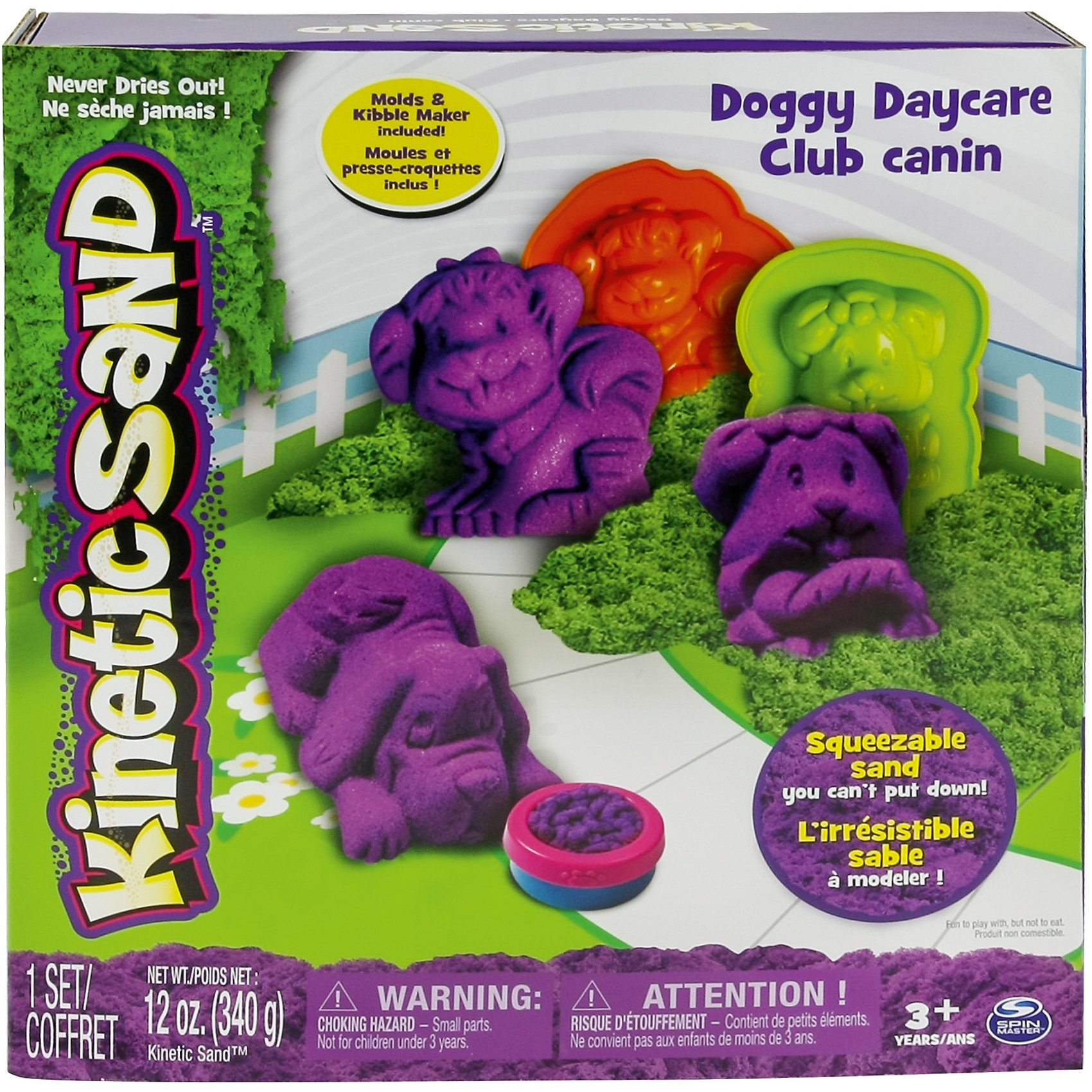 Песок для лепки Kinetic Sand. Игровой набор c формочками, 340 грамм, в ассортименте Песок для лепки Kinetic Sand. Игровой набор c формочками, 340 грамм, в ассортиментеКинетический песок<br>Песок для лепки Kinetic Sand. Игровой набор c формочками, 340 грамм<br><br>Характеристики:<br><br>• развивает фантазию и мелкую моторику<br>• яркий цвет<br>• не высыхает и не пачкает одежду<br>• легко собрать<br>• быстро принимает нужную форму<br>• вес: 340 грамм<br>• состав: 98% кварцевый песок, 2% связующий агент<br><br>Кинетический песок - универсальный заменитель детской песочницы в домашних условиях. Для игры требуется лишь немного фантазии и желание играть. С помощью формочек ребенок сможет создать интересные фигуры животных, а может и придумать целую историю. Песок рассыпчатый, не липнет к рукам, не пачкает одежду и легко собирается. При желании вы можете помочь ребенку смешать цвета и создать новый оттенок. Яркие фигурки легко рассыпаются на песчинки, которые ребенок с радостью соберет снова и снова.<br><br>ВНИМАНИЕ! Данный артикул имеется в наличии в разных вариантах исполнения. Заранее выбрать определенный вариант нельзя. При заказе нескольких наборов возможно получение одинаковых.<br><br>Песок для лепки Kinetic Sand. Игровой набор c формочками, 340 грамм вы можете купить в нашем интернет-магазине.<br><br>Ширина мм: 255<br>Глубина мм: 270<br>Высота мм: 60<br>Вес г: 733<br>Возраст от месяцев: 36<br>Возраст до месяцев: 72<br>Пол: Унисекс<br>Возраст: Детский<br>SKU: 5200824