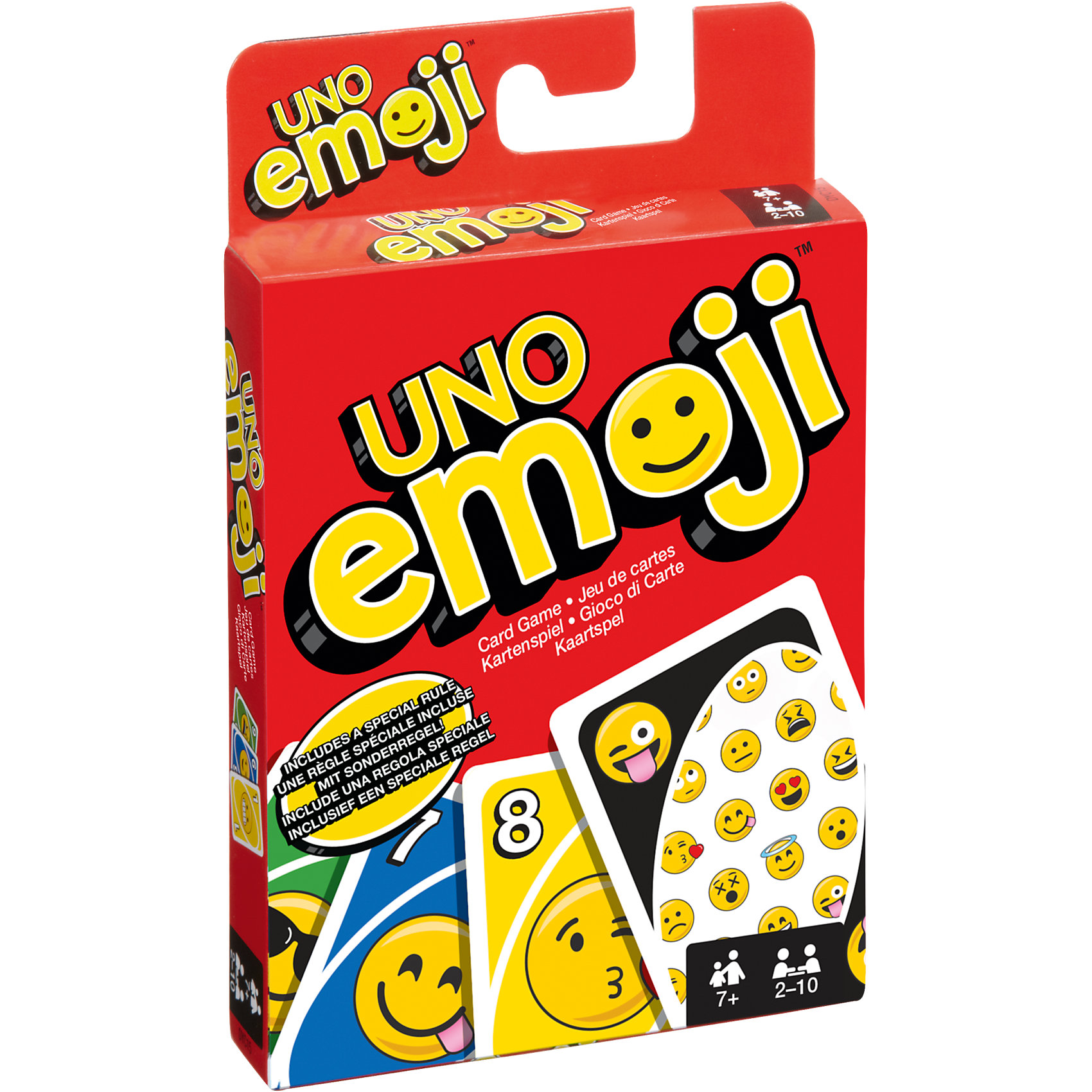 Игра УНО Эмоции, Mattel Games Игра УНО Эмоции, Mattel GamesИгры в дорогу<br>Игра УНО Эмоции, Mattel Games (Маттел Геймс)<br><br>Характеристики:<br><br>• специальные карты с символами Эмодзи<br>• количество игроков: 2-10<br>• количество карт: 112<br>• в комплекте: карты, инструкция<br><br>Уно - интересная игра для детей и взрослых. Правила игры очень просты. Каждые игрок получает по 7 карт, остальные кладут на стол рубашкой вверх, составляя колоду Прикуп. Одна карта переворачивается и представляет собой начало колоды Сброс. Игроки по очереди могут избавиться от одной своей карты. Это можно сделать если одна из ваших карт совпадает по цвету, цифре или картинке с картой Сброс. Или можно достать одну карту из колоды Прикуп, и если она совпадает - отложить. Если же карта не подходит - вы забираете ее себе. Игра заканчивается, когда один из игроков сбрасывает все карты. <br><br>Карты Уно Эмоции имеют веселый дизайн со смайлами Эмодзи. Эти картинки понравятся не только детям, но и взрослым, любящим игру UNO. Главное правило игры - изобразить эмоцию предыдущей карты и не менять ее в течение двух ходов.<br><br>Игру УНО Эмоции, Mattel Games (Маттел Геймс) можно купить в нашем интернет-магазине.<br><br>Ширина мм: 144<br>Глубина мм: 96<br>Высота мм: 22<br>Вес г: 173<br>Возраст от месяцев: 84<br>Возраст до месяцев: 144<br>Пол: Унисекс<br>Возраст: Детский<br>SKU: 5204088