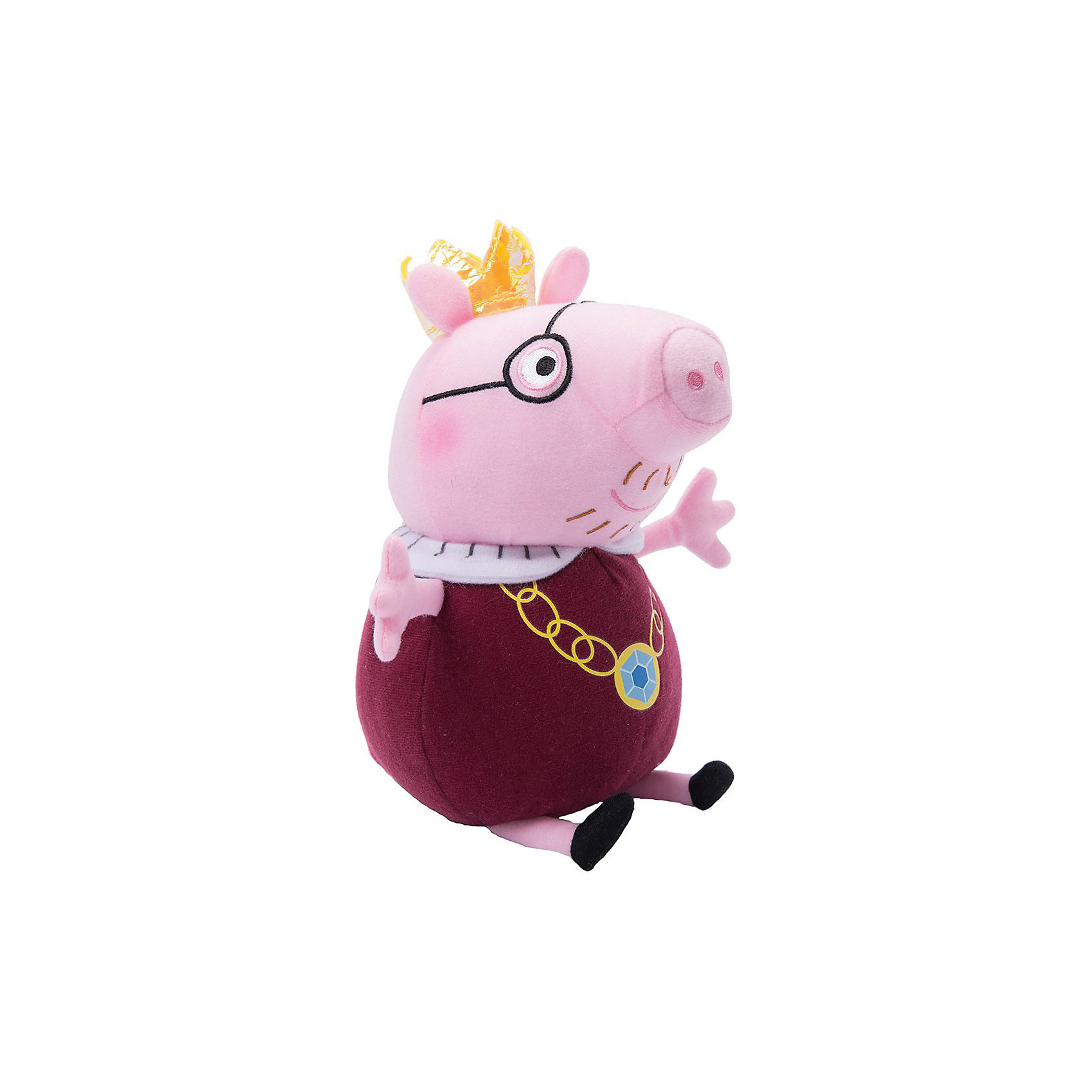 Мягкая игрушка Папа-Свин король, 30 см, Peppa Pig Мягкая игрушка Папа-Свин король, 30 см, Peppa PigЛюбимые герои<br>Мягкая игрушка Папа-Свин король, 30 см, Peppa Pig (Свинка Пеппа). <br><br>Характеристика:<br><br>• Материал: пластик, текстиль, плюш. <br>• Размер игрушки: 30 см.<br>• Игрушка мягкая, очень приятная на ощупь. <br><br>Игрушка в виде любимого персонажа мультсериала Peppa Pig, приведет в восторг любого ребенка. Папа-Свин в образе короля неотразим и восхитителен! Игрушка сшита из мягкого приятного на ощупь плюща. С ней очень весело играть днем и приятно засыпать вечером.<br>Собери всю коллекцию плюшевых игрушек Peppa Pig проигрывай сцены из любимых мультфильмов или придумывай свои забавные и интересные истории! <br><br>Мягкую игрушку Папа-Свин король, 30 см, Peppa Pig (Свинка Пеппа), можно купить в нашем интернет-магазине.<br><br>Ширина мм: 245<br>Глубина мм: 165<br>Высота мм: 120<br>Вес г: 174<br>Возраст от месяцев: 36<br>Возраст до месяцев: 2147483647<br>Пол: Унисекс<br>Возраст: Детский<br>SKU: 5211685