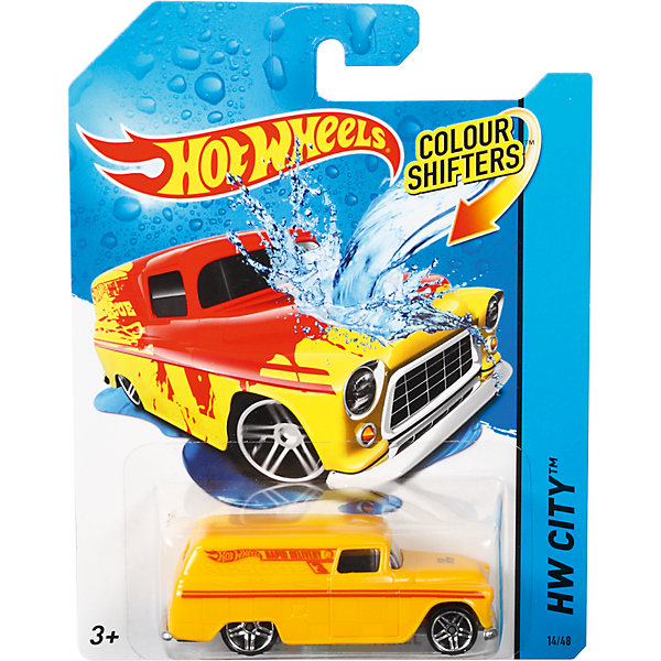 Меняющая цвет машинка COLOR SHIFTERS, Hot Wheels Меняющая цвет машинка COLOR SHIFTERS, Hot WheelsМашинки<br>Характеристики:<br><br>• Вид игр: сюжетно-ролевые<br>• Предназначение: для дома, для игр с водой<br>• Серия: Color Shifters<br>• Пол: для мальчиков<br>• Материал: пластик, металл<br>• Цвет: желтый, красный, серебристый, черный<br>• Размеры упаковки (Д*Ш*В): 12*11*3 см<br>• Вес: 120 г <br>• В зависимости от температуры воды меняет цвет<br>• Особенности ухода: разрешается мыть водой<br>• Упаковка: картонная упаковка с блистером<br><br>Меняющая цвет машинка COLOR SHIFTERS, Hot Wheels – это машинки, предназначенные для популярных игровых наборов Hot Wheels от Mattel. Особенностью этой серии является то, что машинки могут изменять цвет в зависимости от температуры воды: теплая вода окрашивает машинку в более яркий цвет, холодная – возвращает первоначальный вид. Регулируя температурный режим воды, можно создавать авторский дизайн корпуса машинки. <br>Меняющая цвет машинка COLOR SHIFTERS, Hot Wheels изготовлена из безопасного и ударопрочного пластика; корпус игрушки литой, колеса вращаются. Машинка подходит для всех типов наборов серии Hot Wheels. С машинкой, меняющей цвет, гонки станут еще более увлекательными!<br><br>Меняющую цвет машинку COLOR SHIFTERS, Hot Wheels, можно купить в нашем магазине.<br><br>Ширина мм: 166<br>Глубина мм: 126<br>Высота мм: 32<br>Вес г: 47<br>Возраст от месяцев: 36<br>Возраст до месяцев: 84<br>Пол: Мужской<br>Возраст: Детский<br>SKU: 5224245