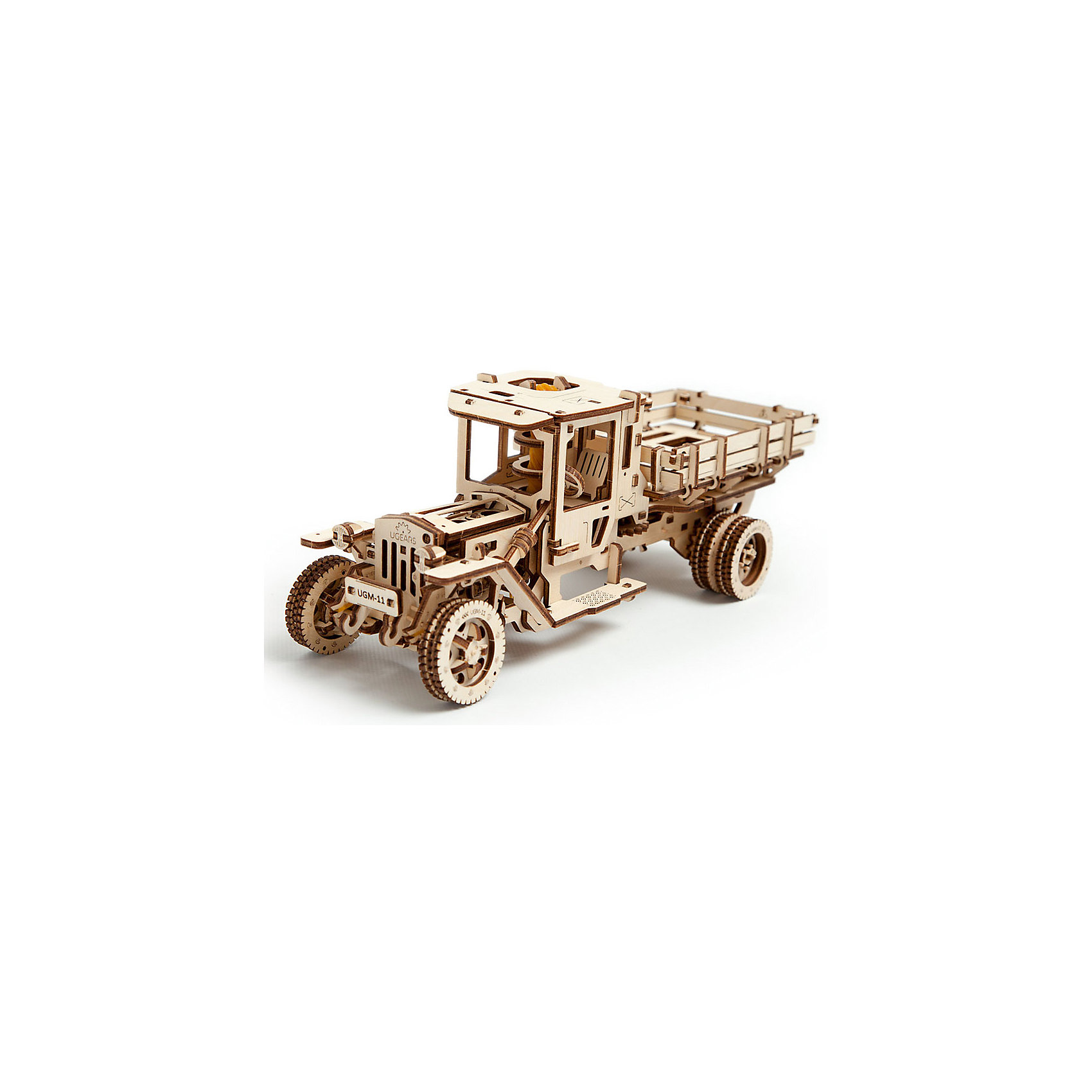 Грузовик UGM-11, UGEARS Грузовик UGM-11, UGEARSДеревянные конструкторы<br>Топовая модель - Грузовик UGM-11 - это уменьшенная копия настоящего автомобиля!<br><br>Данная модель состоит из двигателя, трансмиссии и коробки передач. Модель может двигаться как вперед, так и назад. <br>Длина автомобиля: 34 см<br>Ширина автомобиля: 14 см<br>Высота автомобиля: 13 см<br>Максимальное время снаряженная масса: 1267 г<br>Максимальная скорость: 1.8 км/ч<br><br>Дополнительная информация:<br><br>Размер грузовика: 340*140*130 мм<br>Размер упаковки: 37*17*4см<br>Количество деталей: 420<br>Расчетное время сборки: 10-12 часов<br><br>Ширина мм: 383<br>Глубина мм: 172<br>Высота мм: 40<br>Вес г: 1308<br>Возраст от месяцев: 168<br>Возраст до месяцев: 2147483647<br>Пол: Мужской<br>Возраст: Детский<br>SKU: 5226412