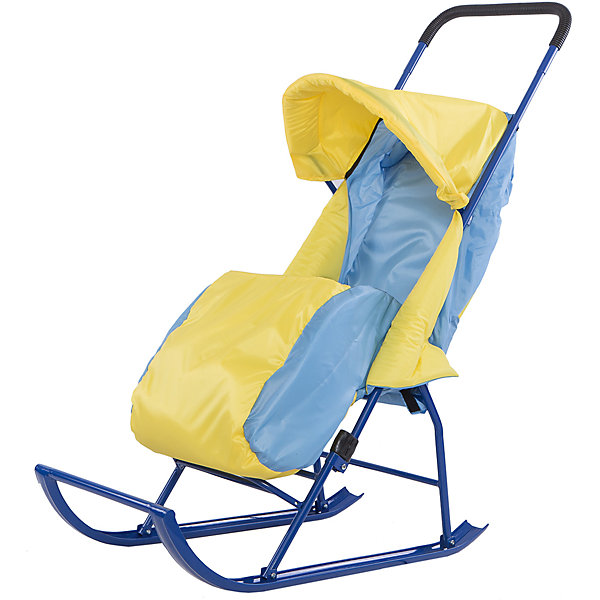 Санки-коляска Малышок 1, Galaxy, желтый/голубой