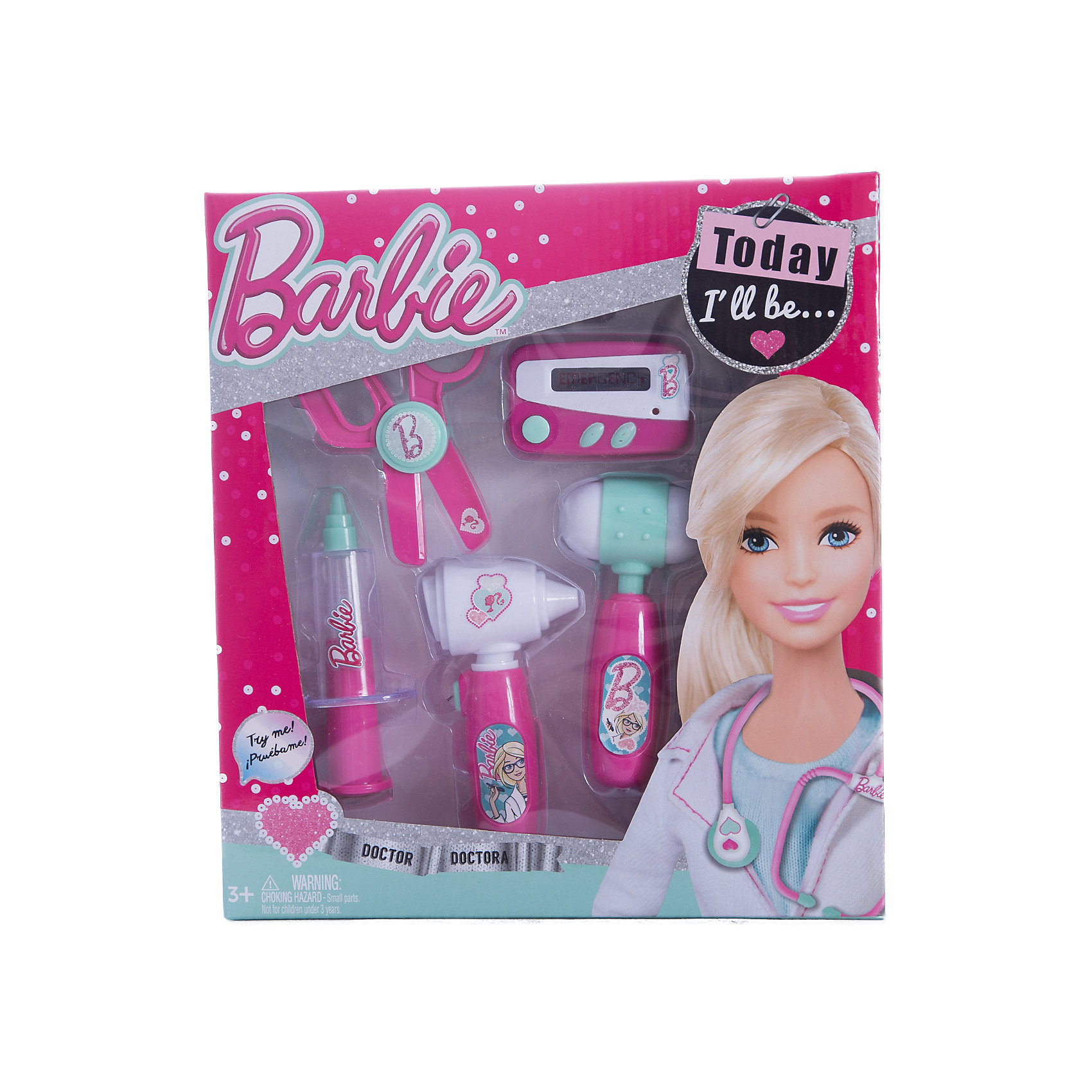 Игровой набор юного доктора компактный, Barbie Игровой набор юного доктора компактный, BarbieПопулярные игрушки<br>Игровой набор юного доктора на блистере, Barbie (Барби).<br><br>Характеристики:<br><br>• Материал: пластик. <br>• Размер упаковки: 28х4х25 см. см.<br>• Комплектация: неврологический молоточек; шприц;<br>ножницы; электронный пейджер; отоскоп - прибор для обследования ушей.<br>• Звуковые и световые эффекты. <br>• Отличная детализация. <br>• Элемент питания: для пейджера - 2 батарейки типа AG13 (в комплекте); для отоскопа - 2 батарейки типа AG10 (в комплекте). <br>• Яркий привлекательный дизайн.<br><br>С этим ярким набором врача ваша девочка почувствует себя самым настоящим доктором. Все аксессуары отлично детализированы и хорошо проработаны, очень похожи на медицинские инструменты. Игрушки изготовлены из экологичного пластика, в производстве которого использованы только безопасные нетоксичные красители.<br><br>Игровой набор юного доктора на блистере, Barbie (Барби), можно купить в нашем интернет-магазине.<br><br>Ширина мм: 260<br>Глубина мм: 280<br>Высота мм: 400<br>Вес г: 332<br>Возраст от месяцев: 36<br>Возраст до месяцев: 2147483647<br>Пол: Женский<br>Возраст: Детский<br>SKU: 5238933