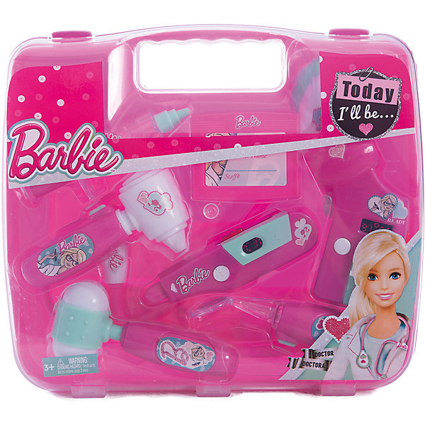 Игровой набор юного доктора в чемодане, Barbie Игровой набор юного доктора в чемодане, BarbieНаборы доктора и ветеринара<br>Игровой набор юного доктора в чемодане, Barbie (Барби). <br><br>Характеристика:<br><br>• Материал: пластик. <br>• Размер упаковки: 26х4х23,5 см.<br>• Комплектация: сфигмоманометр - электронный прибор для измерения артериального давления;<br>электронный градусник; стоматоскоп - инструмент с зеркальцем для обследования полости рта; <br>стетоскоп; отоскоп - прибор для обследования уха; <br>шприц; молоточек; бейдж. <br>• Звуковые и световые эффекты. <br>• Отличная детализация. <br>• Удобный пластиковый чемоданчик для хранения и переноски. <br>• Яркий привлекательный дизайн. <br>• Элемент питания: для сфигмоманометра - 2 батарейки типа AG10 (входят в комплект); для электронного градусника - 2 батарейки типа AG10 (входят в комплект);<br>для стоматоскопа - 2 батарейки типа AG10 (входят в комплект); для стетоскопа - требуются 2 батарейки типа AG13 (входят в комплект); для отоскопа - 2 батарейки типа AG10 (входят в комплект).<br><br>С этим ярким набором ребенок сможет почувствовать себя настоящим доктором. Все аксессуары упакованы в удобный пластиковый чемоданчик с прозрачной крышкой, отлично детализированы и хорошо проработаны, очень похожи на настоящие медицинские инструменты. Игрушки выполнены из экологичного пластика, в производстве которого использованы только безопасные нетоксичные красители.<br><br>Игровой набор юного доктора в чемодане, Barbie (Барби), можно купить в нашем интернет-магазине.<br><br>Ширина мм: 270<br>Глубина мм: 240<br>Высота мм: 600<br>Вес г: 541<br>Возраст от месяцев: 36<br>Возраст до месяцев: 2147483647<br>Пол: Женский<br>Возраст: Детский<br>SKU: 5238936