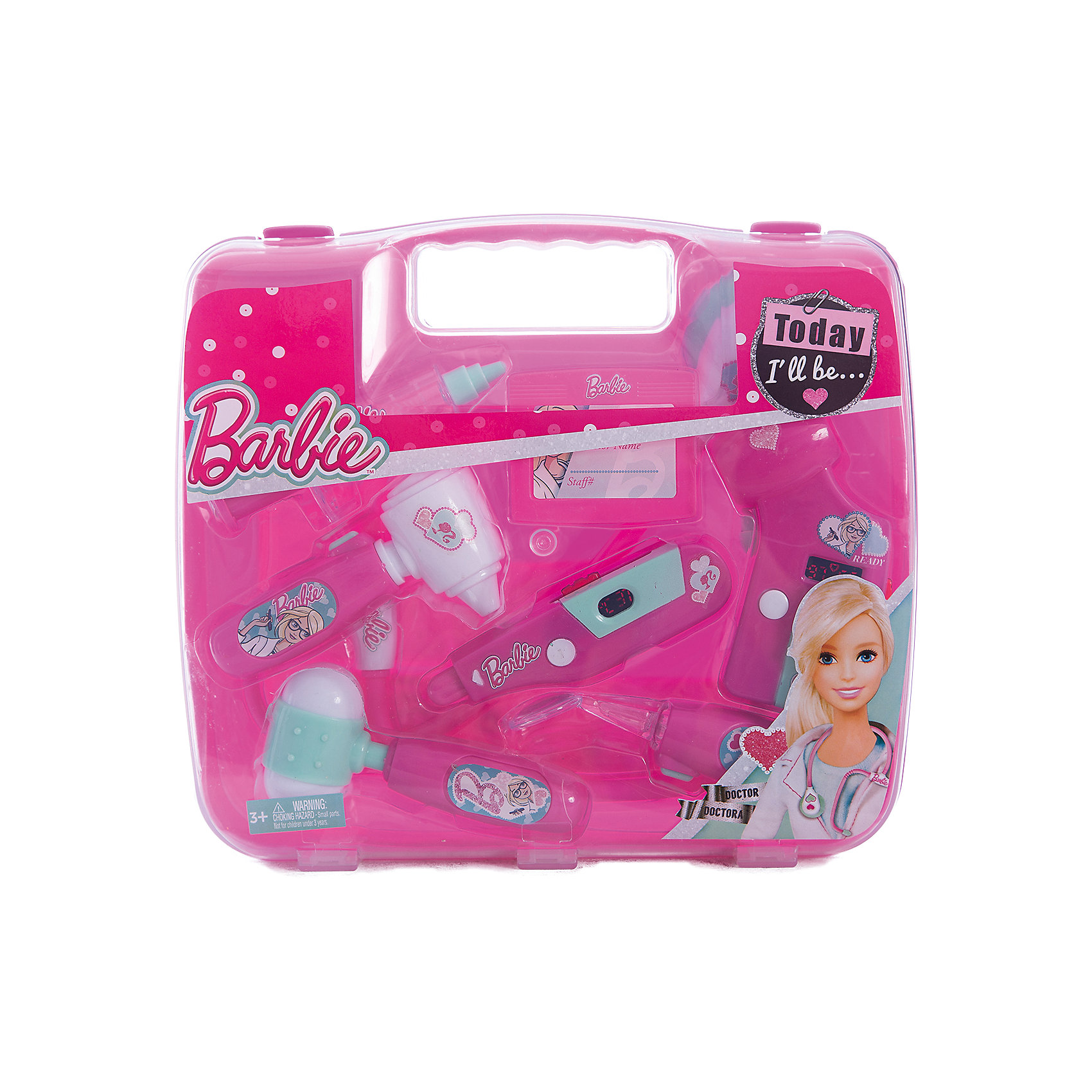 Èãðîâîé íàáîð þíîãî äîêòîðà â ÷åìîäàíå, Barbie Èãðîâîé íàáîð þíîãî äîêòîðà â ÷åìîäàíå, BarbieÑþæåòíî-ðîëåâûå èãðû<br>Èãðîâîé íàáîð þíîãî äîêòîðà â ÷åìîäàíå, Barbie (Áàðáè). <br><br>Õàðàêòåðèñòèêà:<br><br>• Ìàòåðèàë: ïëàñòèê. <br>• Ðàçìåð óïàêîâêè: 26õ4õ23,5 ñì.<br>• Êîìïëåêòàöèÿ: ñôèãìîìàíîìåòð - ýëåêòðîííûé ïðèáîð äëÿ èçìåðåíèÿ àðòåðèàëüíîãî äàâëåíèÿ;<br>ýëåêòðîííûé ãðàäóñíèê; ñòîìàòîñêîï - èíñòðóìåíò ñ çåðêàëüöåì äëÿ îáñëåäîâàíèÿ ïîëîñòè ðòà; <br>ñòåòîñêîï; îòîñêîï - ïðèáîð äëÿ îáñëåäîâàíèÿ óõà; <br>øïðèö; ìîëîòî÷åê; áåéäæ. <br>• Çâóêîâûå è ñâåòîâûå ýôôåêòû. <br>• Îòëè÷íàÿ äåòàëèçàöèÿ. <br>• Óäîáíûé ïëàñòèêîâûé ÷åìîäàí÷èê äëÿ õðàíåíèÿ è ïåðåíîñêè. <br>• ßðêèé ïðèâëåêàòåëüíûé äèçàéí. <br>• Ýëåìåíò ïèòàíèÿ: äëÿ ñôèãìîìàíîìåòðà - 2 áàòàðåéêè òèïà AG10 (âõîäÿò â êîìïëåêò); äëÿ ýëåêòðîííîãî ãðàäóñíèêà - 2 áàòàðåéêè òèïà AG10 (âõîäÿò â êîìïëåêò);<br>äëÿ ñòîìàòîñêîïà - 2 áàòàðåéêè òèïà AG10 (âõîäÿò â êîìïëåêò); äëÿ ñòåòîñêîïà - òðåáóþòñÿ 2 áàòàðåéêè òèïà AG13 (âõîäÿò â êîìïëåêò); äëÿ îòîñêîïà - 2 áàòàðåéêè òèïà AG10 (âõîäÿò â êîìïëåêò).<br><br>Ñ ýòèì ÿðêèì íàáîðîì ðåáåíîê ñìîæåò ïî÷óâñòâîâàòü ñåáÿ íàñòîÿùèì äîêòîðîì. Âñå àêñåññóàðû óïàêîâàíû â óäîáíûé ïëàñòèêîâûé ÷åìîäàí÷èê ñ ïðîçðà÷íîé êðûøêîé, îòëè÷íî äåòàëèçèðîâàíû è õîðîøî ïðîðàáîòàíû, î÷åíü ïîõîæè íà íàñòîÿùèå ìåäèöèíñêèå èíñòðóìåíòû. Èãðóøêè âûïîëíåíû èç ýêîëîãè÷íîãî ïëàñòèêà, â ïðîèçâîäñòâå êîòîðîãî èñïîëüçîâàíû òîëüêî áåçîïàñíûå íåòîêñè÷íûå êðàñèòåëè.<br><br>Èãðîâîé íàáîð þíîãî äîêòîðà â ÷åìîäàíå, Barbie (Áàðáè), ìîæíî êóïèòü â íàøåì èíòåðíåò-ìàãàçèíå.<br><br>Øèðèíà ìì: 270<br>Ãëóáèíà ìì: 240<br>Âûñîòà ìì: 600<br>Âåñ ã: 541<br>Âîçðàñò îò ìåñÿöåâ: 36<br>Âîçðàñò äî ìåñÿöåâ: 2147483647<br>Ïîë: Æåíñêèé<br>Âîçðàñò: Äåòñêèé<br>SKU: 5238936