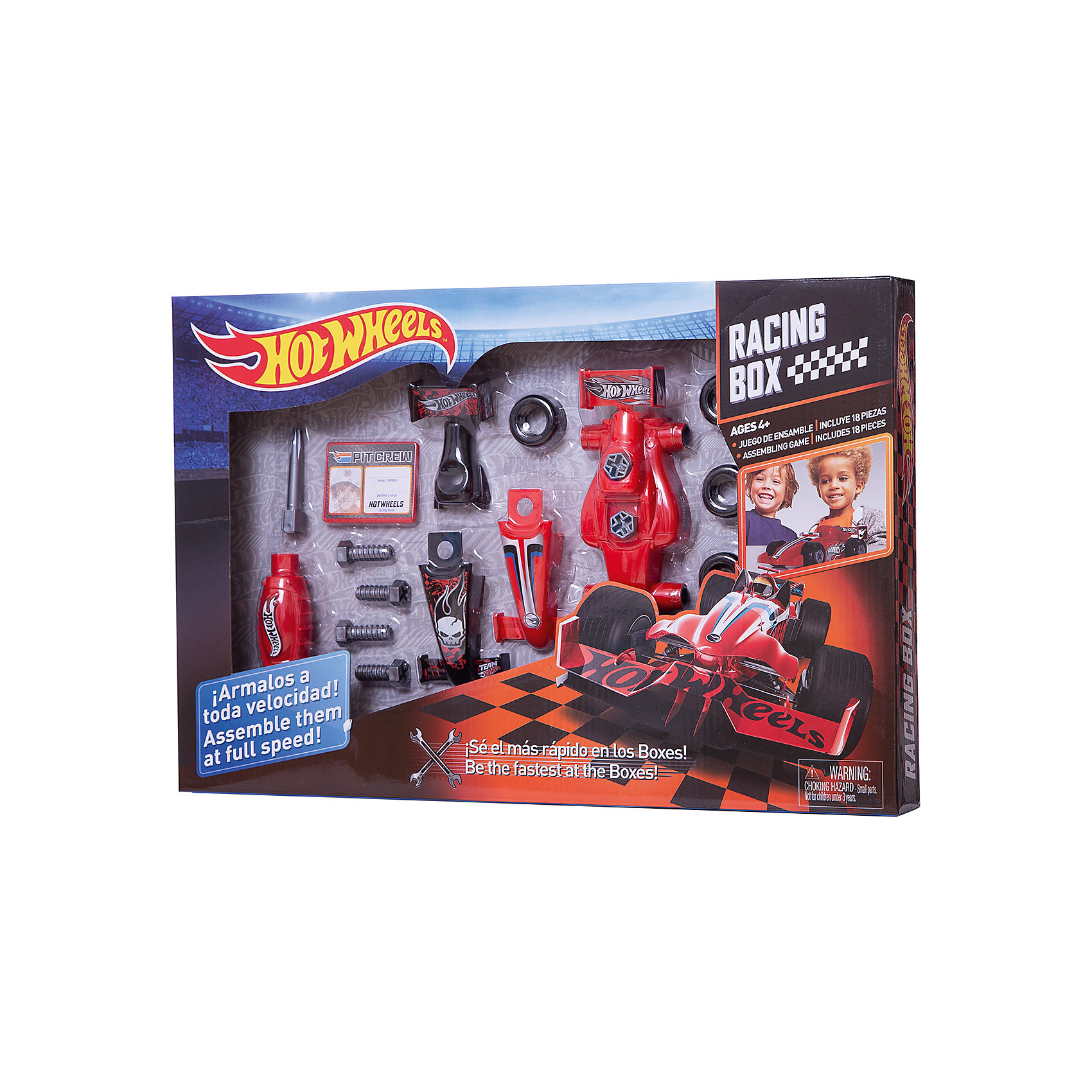 Игровой набор юного механика, большой, Hot Wheels Игровой набор юного механика, большой, Hot WheelsМастерская и инструменты<br>Игровой набор юного механика, большой, Hot Wheels (Хот Вилс).<br><br>Характеристика:<br><br>• Материал: пластик. <br>• Размер упаковки: 50х5х33 см.<br>• Комплектация: болты - 6 шт; шины - 4 шт, корпус - 5 деталей, отвертка, бейдж.<br>• Отличная детализация. <br>• Яркий привлекательный дизайн. <br><br>С этим оригинальным игровым набором, выполненным в стилистике Hot Wheels, любой мальчик почувствует себя настоящим автомехаником и сможет собрать гоночный автомобиль! Все детали отлично проработаны, легко и быстро соединяются между собой. Игрушки изготовлены из экологичного пластика, в производстве которого использованы только безопасные нетоксичные красители. <br><br>Игровой набор юного механика, большой, Hot Wheels (Хот Вилс) можно купить в нашем интернет-магазине.<br><br>Ширина мм: 510<br>Глубина мм: 340<br>Высота мм: 500<br>Вес г: 633<br>Возраст от месяцев: 36<br>Возраст до месяцев: 2147483647<br>Пол: Мужской<br>Возраст: Детский<br>SKU: 5238938