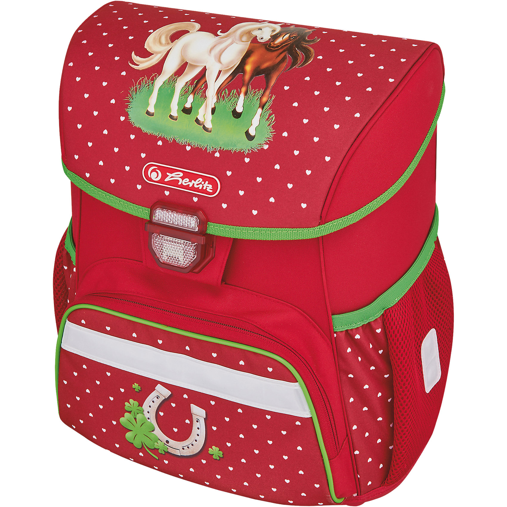 Herlitz Ранец LOOP PLUS Horses, с наполнением Herlitz Ранец LOOP PLUS Horses, с наполнениемРанцы<br>Ранец LOOP PLUS Horses с наполнением<br> - пенал с наполнением 16 предметов<br>- пенал-косметичка<br>- мешок для обуви<br>размер ранца 37х31х24см <br>-полиэстер<br>- замок-защелка легко открывается и закрывается благодаря специальному клапану,<br>- 2 внутренних отделения<br>- расписание уроков под крышкой ранца<br>- передний наружный карман на «молнии»<br>- водоотталкивающая ткань<br>- светоотражатели 3M на переднем кармане, боковых карманах и лямках<br>- прочное пластиковое дно защищающие от загрязнения<br>- 2 боковых кармана на резиночке<br>- эргономичная спинка и уплотненные регулируемые лямки из вентилируемого материала.<br>настраивается под рост ребенка -вес менее 1000 гр вмещает А4 лямки настриваются под рост ребенка<br><br>Ширина мм: 391<br>Глубина мм: 339<br>Высота мм: 246<br>Вес г: 1245<br>Возраст от месяцев: 60<br>Возраст до месяцев: 108<br>Пол: Женский<br>Возраст: Детский<br>SKU: 5242527