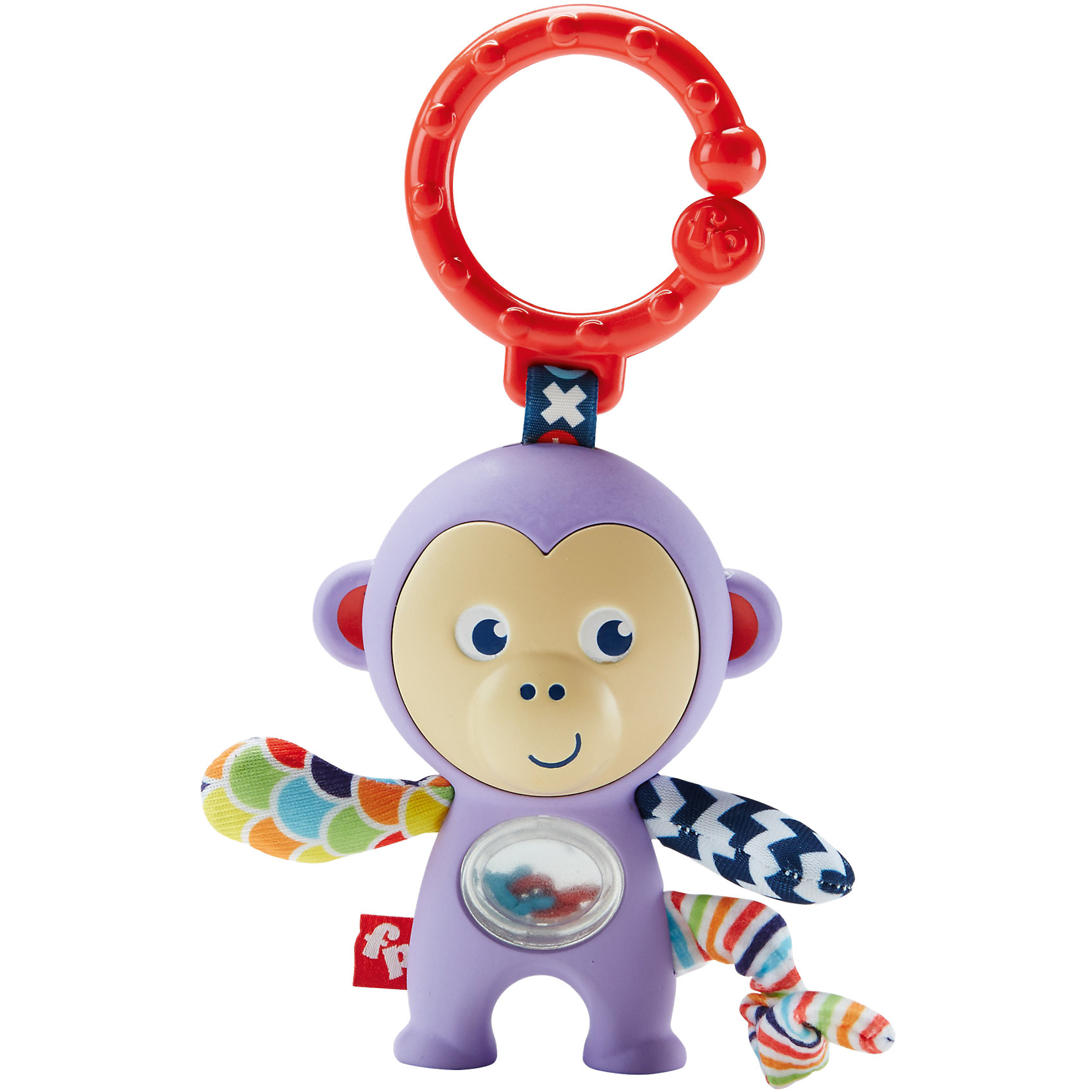 Погремушка-прорезыватель Обезьянка, Fisher Price Погремушка-прорезыватель Обезьянка, Fisher PriceПогремушки<br>Характеристики товара:<br><br>• возраст с рождения;<br>• материал: пластик;<br>• размер упаковки 14х18х4 см;<br>• вес упаковки 74 гр.;<br>• страна производитель: Китай.<br><br>Погремушка-прорезыватель Обезьянка Fisher Price — игрушка для малышей с рождения, выполненная в виде обезьянки. Она поможет снять зуд и неприятные ощущения, когда у малыша начнут резаться зубки. Маленькие детали на животике обезьянки выполняют роль погремушки. При помощи кольца игрушку можно повесить на коляску или автокресло. Игрушка способствует развитию у малышей хватательного рефлекса, мелкой моторики рук. Она выполнена из безопасных экологически чистых материалов.<br><br>Погремушку-прорезыватель Обезьянка Fisher Price можно приобрести в нашем интернет-магазине.<br><br>Ширина мм: 143<br>Глубина мм: 126<br>Высота мм: 55<br>Вес г: 78<br>Возраст от месяцев: 0<br>Возраст до месяцев: 12<br>Пол: Унисекс<br>Возраст: Детский<br>SKU: 5248093