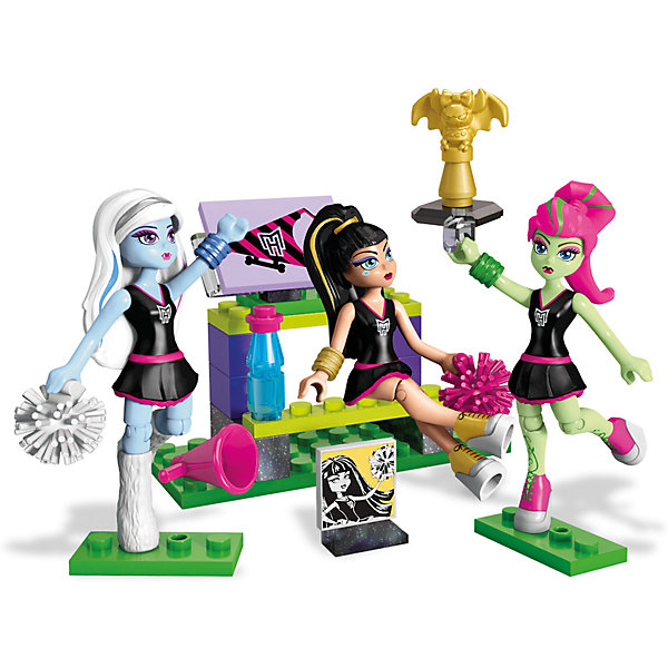 Маленький игровой набор + 3 фигурки MEGA CONSTRUX Monster High Маленький игровой набор + 3 фигурки MEGA CONSTRUX Monster HighПластмассовые конструкторы<br>Характеристики товара:<br><br>• возраст: от 3 лет<br>• тип игрушки: конструктор<br>• материал: пластик;<br>• размер упаковки: 23X15X4,5 см;<br>• страна бренда: США<br><br>Поддержи свою команду и нагони страх на противников, сделав пирамиду из трех монстров! Покажи класс в черлидинге «Монстер Хай»® и подбодри свою команду вместе с группой поддержки! <br><br>Строй трибуну, хватай пипидастры и готовься повыть для своей команды вместе с Клео, Венерой и Эбби! Создай лучшую жуткую кричалку: помести монстров в специальные места с креплениями и сделай кошмарную пирамиду высотой в два монстра! <br><br>Сохрани момент из игры на память: фото из альбома черлидеров позволит запечатлеть лучший чудовищный момент за все время обучения!<br><br>Маленький игровой набор + 3 фигурки MEGA CONSTRUX Monster High можно купить в нашем интернет-магазине.<br><br>Ширина мм: 230<br>Глубина мм: 157<br>Высота мм: 48<br>Вес г: 164<br>Возраст от месяцев: 72<br>Возраст до месяцев: 120<br>Пол: Женский<br>Возраст: Детский<br>SKU: 5254618