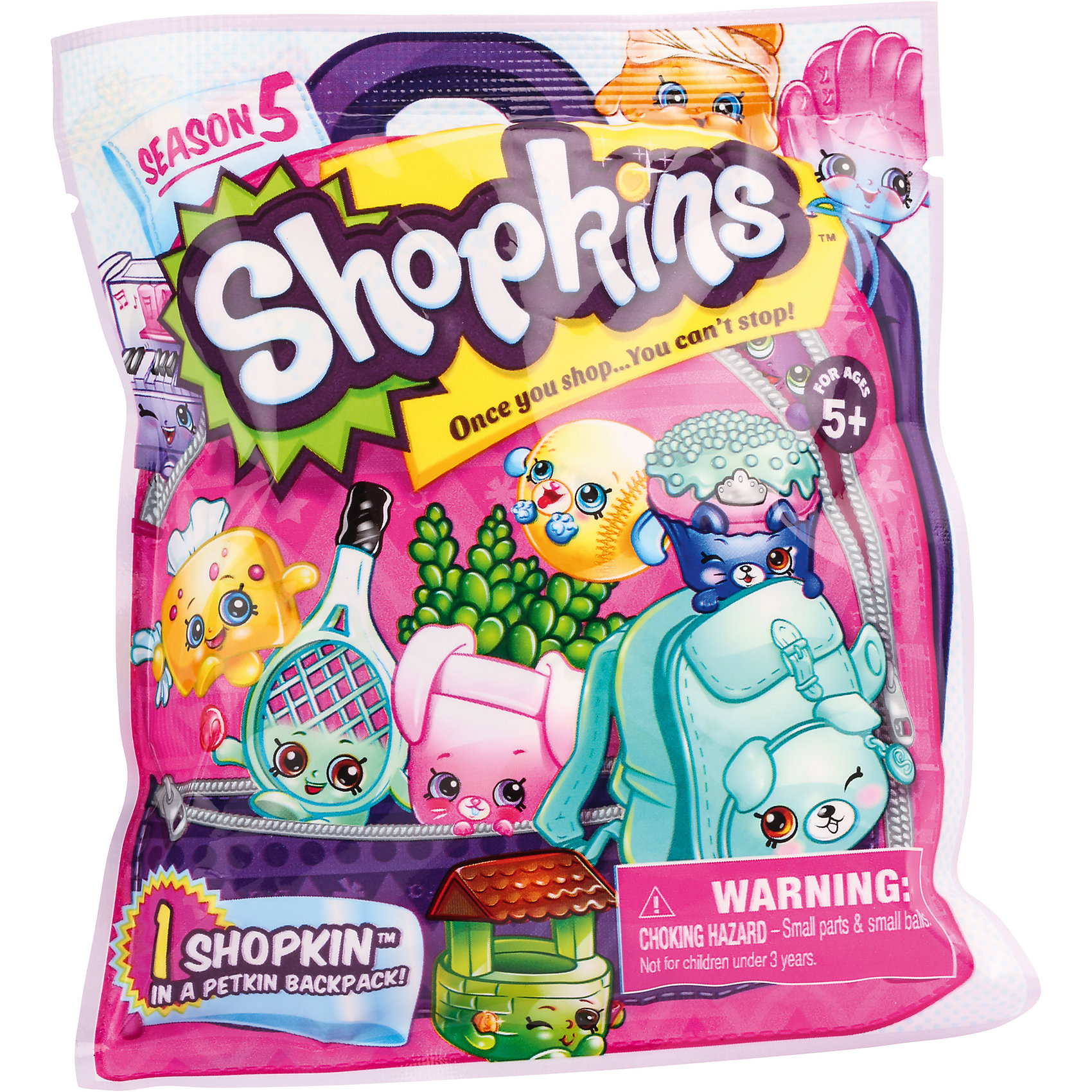 Пакетик с 1 героем, 5 серия, Shopkins Пакетик с 1 героем, 5 серия, ShopkinsКоллекционные и игровые фигурки<br>Пакетик с 1 героем, 5 серия, Shopkins.<br><br>Характеристики:<br><br>- Комплектация: фигурка, рюкзачок, буклет коллекционера<br>- Цвет: разноцветный<br>- Материал: пластик<br>- Высота: 3 см.<br><br>Любителей Shopkins порадует возможность собрать целую коллекцию из персонажей! Герои продаются в непрозрачном пакете, поэтому заранее угадать - кто попадется, невозможно. В этот раз линейка забавных фигурок посвящена кондитерским изделиям и кухонным принадлежностям. Хотя здесь нашлось место персонажам и из других отделов магазина. Обновился и аксессуар для хранения или переноски фигурок. Теперь это рюкзачок Петкинс. Набор изготовлен из высококачественных материалов и соответствует стандартам безопасности. Игрушка имеет компактный размер, поэтому может сопровождать своего владельца в дороге или на прогулках!<br><br>Пакетик с 1 героем, 5 серия, Shopkins можно купить в нашем интернет-магазине.<br><br>Ширина мм: 105<br>Глубина мм: 30<br>Высота мм: 120<br>Вес г: 21<br>Возраст от месяцев: 60<br>Возраст до месяцев: 120<br>Пол: Женский<br>Возраст: Детский<br>SKU: 5255829
