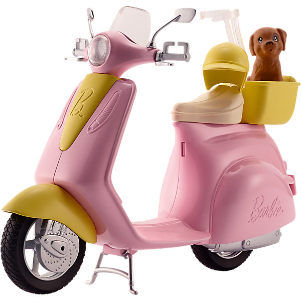 Мопед, Barbie Мопед, BarbieТранспорт и коляски для кукол<br>Мопед, Barbie (Барби)<br><br>Характеристики:<br><br>• ножка опора поднимается перед увлекательной поездкой<br>• специальная застежка удерживает куклу на сидении<br>• кукла в комплект не входит<br>• в комплекте: мопед, шлем, щенок<br>• материал: пластик<br>• длина велосипеда: 29 см<br>• размер упаковки: 32х25х10 см<br>• вес: 475 грамм<br><br>Наверняка ваша кукла Барби очень любит путешествовать. Совершите увлекательную поездку на мопеде в компании милого щеночка. Специально для него предусмотрена уютная корзина, в которой он сможет даже поспать. Мопед выполнен в розовом стиле с желтыми вставками. Специальная застежка надежно зафиксирует куклу на сидении, не позволяя ей упасть во время поездки. На случай падения также предусмотрен шлем, защищающий голову от травм. Поднимите ножку-опору и Барби быстро помчится навстречу новым приключениям!<br><br>Мопед, Barbie (Барби) можно купить в нашем интернет-магазине.<br><br>Ширина мм: 322<br>Глубина мм: 251<br>Высота мм: 104<br>Вес г: 524<br>Возраст от месяцев: 36<br>Возраст до месяцев: 72<br>Пол: Женский<br>Возраст: Детский<br>SKU: 5257120