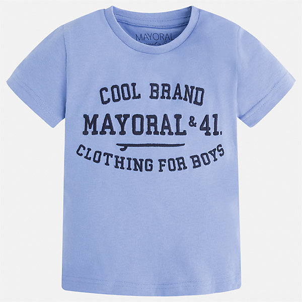 Футболка для мальчика Mayoral Футболка для мальчика MayoralФутболки, поло и топы<br>Характеристики товара:<br><br>• цвет: голубой<br>• состав: 100% хлопок<br>• мягкая отделка ворота<br>• короткие рукава<br>• округлая горловина<br>• декорирована принтом<br>• страна бренда: Испания<br><br>Стильная удобная футболка для мальчика может стать базовой вещью в гардеробе ребенка. Она отлично сочетается с брюками, шортами, джинсами. Универсальный крой и цвет позволяет подобрать к вещи низ разных расцветок. Практичное и стильное изделие! В составе материала - только натуральный хлопок, гипоаллергенный, приятный на ощупь, дышащий.<br><br>Одежда, обувь и аксессуары от испанского бренда Mayoral полюбились детям и взрослым по всему миру. Модели этой марки - стильные и удобные. Для их производства используются только безопасные, качественные материалы и фурнитура. Порадуйте ребенка модными и красивыми вещами от Mayoral! <br><br>Футболку для мальчика от испанского бренда Mayoral (Майорал) можно купить в нашем интернет-магазине.<br><br>Ширина мм: 199<br>Глубина мм: 10<br>Высота мм: 161<br>Вес г: 151<br>Цвет: голубой<br>Возраст от месяцев: 96<br>Возраст до месяцев: 108<br>Пол: Мужской<br>Возраст: Детский<br>Размер: 134,104,128,122,116,110,98,92<br>SKU: 5277830
