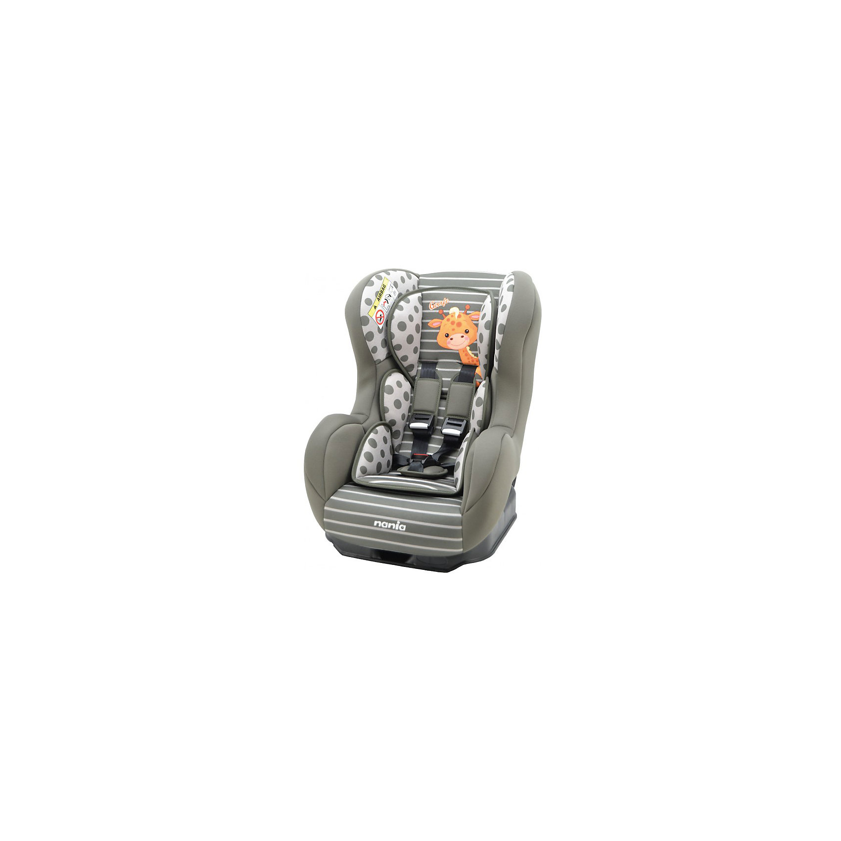 Автокресло Nania Cosmo SP, 0-18 кг, girafe Автокресло Nania Cosmo SP, 0-18 кг, girafeГруппа 0+, 1 (До 18 кг)<br>Характеристики Nania Cosmo SP:<br><br>• группа 0+/1;<br>• вес ребенка: до 18 кг;<br>• возраст ребенка: от рождения до 4-х лет;<br>• способ установки: против хода (до 9 кг) и по ходу движения автомобиля (9-18кг);<br>• способ крепления: штатными ремнями безопасности автомобиля;<br>• 5-ти точечные ремни безопасности с мягкими накладками;<br>• угол наклона спинки регулируется: 5 положений, положение для сна;<br>• анатомический вкладыш для новорожденного, подголовник, который украшен мордочкой зверушки;<br>• дополнительная защита от боковых ударов, система SP (side protection);<br>• съемные чехлы, стирка при температуре 30 градусов;<br>• материал: пластик, полиэстер;<br>• стандарт безопасности: ЕСЕ R44/03.<br><br>Размер автокресла: 54x45x61 см<br>Вес автокресла: 6 кг<br><br>Автокресло Nania Cosmo SP устанавливается как по ходу движения, так и против хода движения автомобиля, как на заднем сиденье автомобиля, так и на переднем сиденье автомобиля (с условием отключения подушки безопасности). Регулируемая спинка дает возможность малышу занять удобное положение, как во время сна, так и во время бодрствования. Автокресло соответствует всем стандартам безопасности. <br><br>Автокресло Cosmo SP, 0-18 кг., Nania, girafe можно купить в нашем интернет-магазине.<br><br>Ширина мм: 660<br>Глубина мм: 455<br>Высота мм: 805<br>Вес г: 14910<br>Возраст от месяцев: 0<br>Возраст до месяцев: 48<br>Пол: Унисекс<br>Возраст: Детский<br>SKU: 5296296