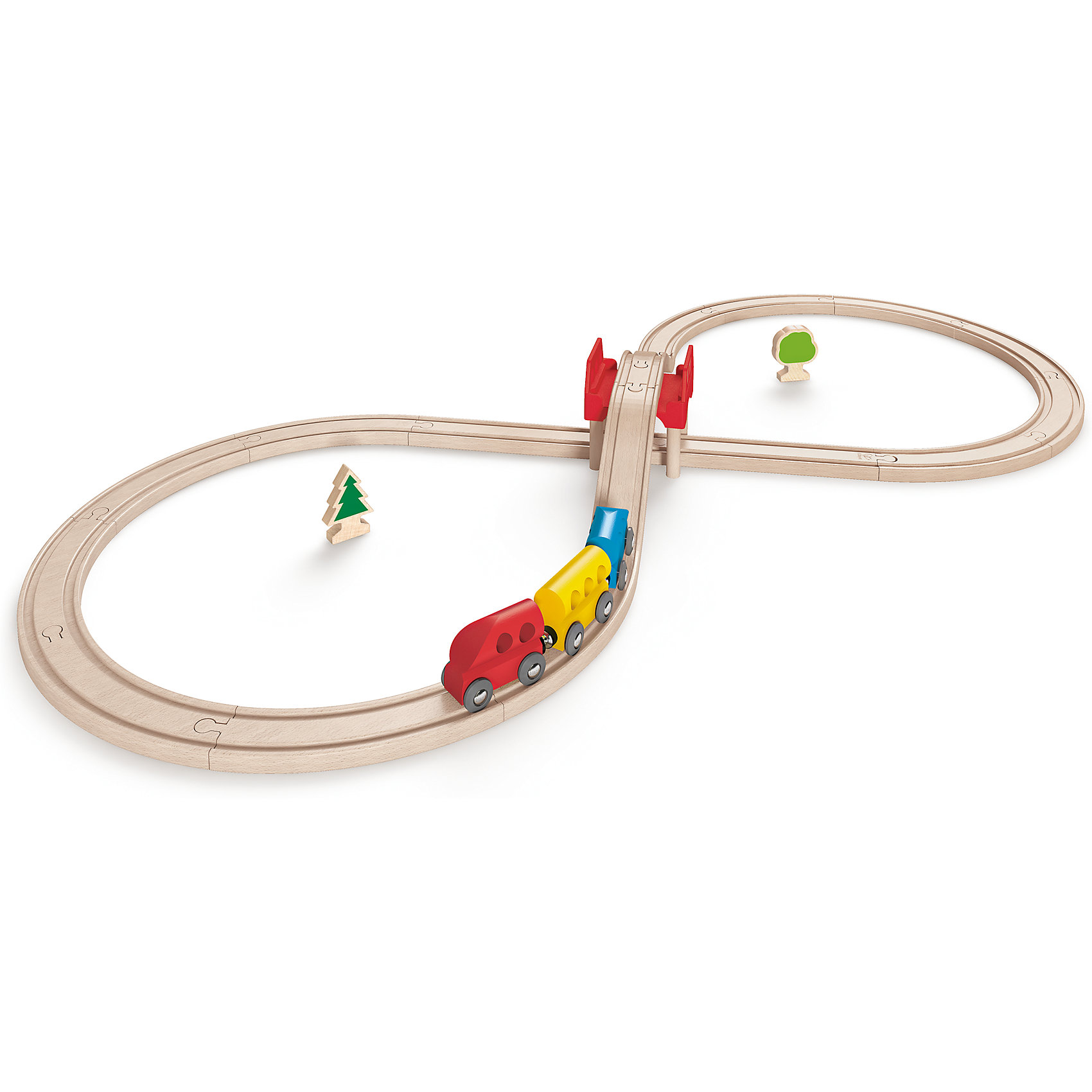 Игровой набор Железная дорога, Hape Игровой набор Железная дорога, HapeИгрушечная железная дорога<br>Игровой набор Железная дорога, Hape (Хейп).<br><br>Характеристики:<br><br>- В наборе: 17 элементов для сборки железной дороги, мост, два дерева, три вагончика - красный, голубой и желтый<br>- Протяженность дороги: 3 м.<br>- Размер в собранном виде: 48х6х24 см.<br>- Материал: древесина<br><br>Игровой набор состоит из железной дороги в виде восьмерки, трех вагонов и дополнительных элементов – двух деревьев и мостика. Яркие цвета вагонов и деревьев отлично сочетается с нежным и спокойным цветом железной дороги. Железная дорога собирается из отдельных элементов по принципу пазла. Затруднений со сборкой железнодорожного полотна у ребенка не возникнет, так как элементы довольно крупные. Вагоны крепятся друг к другу магнитными элементами, расположенными в передней и задней частях, что позволяет беспрепятственно отсоединять их, комбинировать по ходу игры. Вагоны плавно и быстро едут по деревянным рельсам, а спускаясь с моста, могут по инерции проехать полный круг. Набор изготовлен из отлично отшлифованного, натурального дерева, окрашенного нетоксичной краской. Играя с набором Железная дорога, ребенок будет не только получать удовольствие от игры, но и развивать мелкую моторику рук, фантазию, воображение, координацию движений, конструкторские и игровые навыки.<br><br>Игровой набор Железная дорога, Hape (Хейп) можно купить в нашем интернет-магазине.<br><br>Ширина мм: 60<br>Глубина мм: 480<br>Высота мм: 240<br>Вес г: 1467<br>Возраст от месяцев: 36<br>Возраст до месяцев: 84<br>Пол: Мужской<br>Возраст: Детский<br>SKU: 5309150