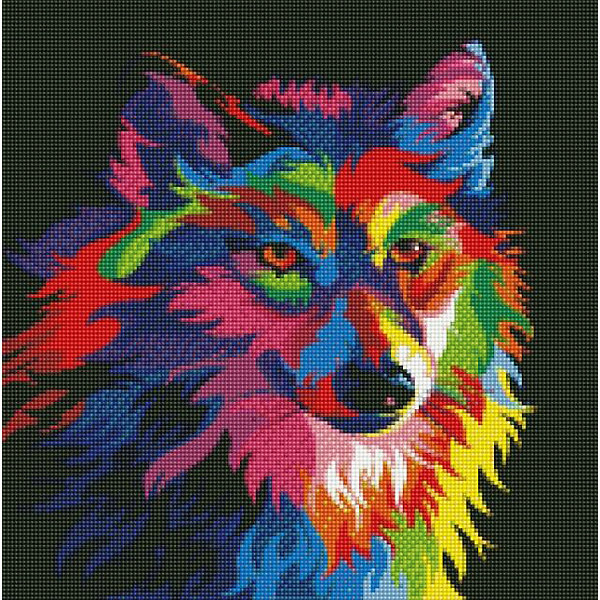 Алмазная мозаика "Радужный волк"
