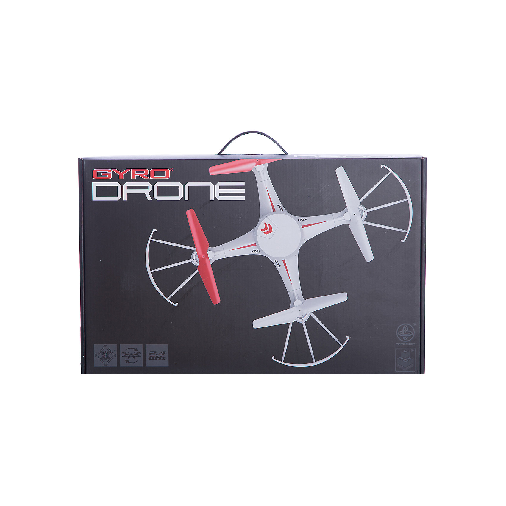 Квадрокоптер GYRO-Drone, 2,4GHz, 4 канала, headless режим, возвращается, 1toy Квадрокоптер GYRO-Drone, 2,4GHz, 4 канала, headless режим, возвращается, 1toyСамолёты и вертолёты<br>Характеристики:<br><br>• Вид игр: сюжетно-ролевые<br>• Пол: для мальчиков<br>• Предназначен: для игр на улице, дома<br>• Материал: пластик, металл<br>• Размер квадрокоптера: 30*30 см<br>• Комплектация: квадрокоптер, джойстик, 4 запасные лопасти<br>• Батарейки для джойстика: 6 шт. типа ААА (в комплекте не предусмотрены)<br>• Предусмотены 2 скоростных режима<br>• Функция автоматического возвращения на старт<br>• Регулировка вращения<br>• Радиус действия: до 80 м<br>• Свободный полет: до 10 минут<br>• Время полной зарядки: до 120 минут<br>• Тип зарядного устройства: USB-кабель<br>• Вес упаковки: 950 г<br>• Размеры упаковки (Г*Ш*В): 10*30*47 см<br>• Упаковка: картонная коробка <br><br>Квадрокоптер GYRO-Drone, 2,4GHz, 4 канала, headless режим, возвращается, 1toy от отечественного торгового бренда предназначен для игр как на улице, так и дома. Игрушечный квадрокоптер представляет собой летательный аппарат, оснащенный четырьмя пропеллерами, управление которым осуществляется за счет джойстика. Дальность действия сигнала составляет до 80 метров, благодаря чему с квадрокоптером будет особенно интересно играть на улице. У игрушки предусмотрены 2 скоростных режима, предусмотрен визуальный тримминг и функция возврата на старт. Светящаяся в темноте платформа делает полеты эффектными в вечернее время. Все детали выполнены из безопасного и прочного пластика, устойчивого к повреждениям. Квадрокоптер GYRO-Drone, 2,4GHz, 4 канала, headless режим, возвращается, 1toy станет прекрасным подарком для детей, увлекающихся моделированием летательных аппаратов!<br><br>Квадрокоптер GYRO-Drone, 2,4GHz, 4 канала, headless режим, возвращается, 1toy можно купить в нашем интернет-магазине.<br><br>Ширина мм: 470<br>Глубина мм: 100<br>Высота мм: 300<br>Вес г: 945<br>Возраст от месяцев: 60<br>Возраст до месяцев: 192<br>Пол: Мужской<br>Возраст: Детский<br>SKU: 5355527