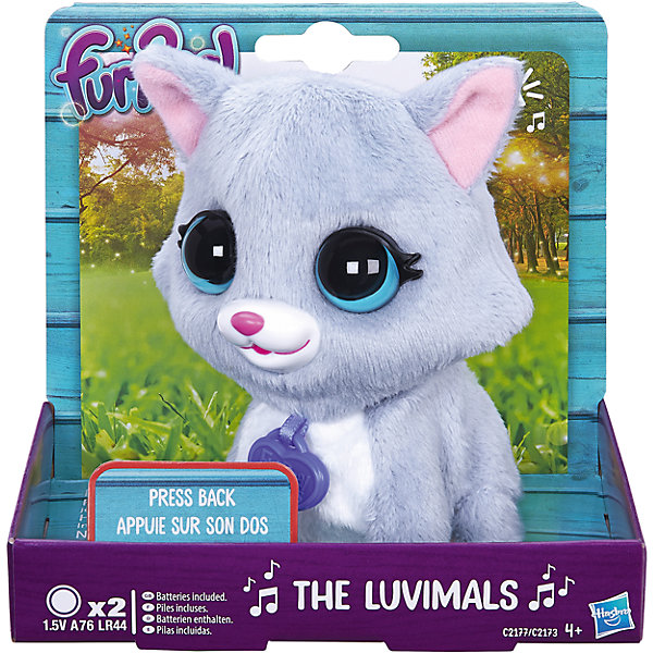 Котенок, FurReal Friends, Hasbro Котенок, FurReal Friends, HasbroИнтерактивные мягкие игрушки<br>Характеристики:<br><br>• Вид игр: сюжетно-ролевые, коллекционирование<br>• Пол: для девочек<br>• Коллекция: Поющие зверята<br>• Материал: текстиль, пластик<br>• Батарейки: 2 х A76 / LR44 (предусмотрены в комплекте)<br>• Высота игрушки: 9-11 см<br>• Поворачивают голову<br>• Умеют петь<br>• Вес в упаковке: 130 г<br>• Размеры упаковки (Д*Ш*В): 11,4*10,2*12,7 см<br>• Упаковка: картонная коробка <br><br>Поющие зверята, Furreal, C2173/C2174 – это коллекция милых пушистых животных от Хасбро, которые умеют петь. Все зверушки выполнены из плюша с ворсом, за счет чего они очень приятные на ощупь, большие выразительные глазки придают игрушкам очень миловидный облик. У каждого зверька на шее имеется пластиковый кулон с брендовой надписью. Игрушки умеют не только петь соло, но и дуэтом. Благодаря компактному размеру, их можно брать с собой в дорогу или в качестве талисмана. Котенок выполнен из плюша серого цвета, у него белые грудка и лапки и большие зеленые глаза. Сюжетно-ролевые игры с музыкальными игрушками способствуют развитию художественно-эстетического и музыкального вкуса, а разыгрываемые сюжетно-ролевые игры с домашними любимцами развивают чувство ответственности и заботы. <br><br>Поющих зверят, Furreal, C2173/C2174 можно купить в нашем интернет-магазине.<br><br>Ширина мм: 102<br>Глубина мм: 127<br>Высота мм: 114<br>Вес г: 151<br>Возраст от месяцев: 48<br>Возраст до месяцев: 144<br>Пол: Женский<br>Возраст: Детский<br>SKU: 5363495
