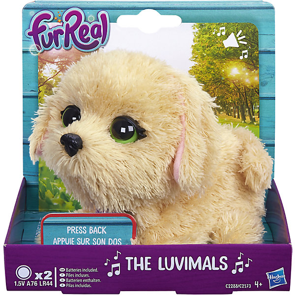 Щенок, FurReal Friends, Hasbro Щенок, FurReal Friends, HasbroМягкие игрушки животные<br>Характеристики:<br><br>• Вид игр: сюжетно-ролевые, коллекционирование<br>• Пол: для девочек<br>• Коллекция: Поющие зверята<br>• Материал: текстиль, пластик<br>• Батарейки: 2 х A76 / LR44 (предусмотрены в комплекте)<br>• Высота игрушки: 9-11 см<br>• Поворачивают голову<br>• Умеют петь<br>• Вес в упаковке: 130 г<br>• Размеры упаковки (Д*Ш*В): 11,4*10,2*12,7 см<br>• Упаковка: картонная коробка <br><br>Поющие зверята, Furreal, C2173/C2174 – это коллекция милых пушистых животных от Хасбро, которые умеют петь. Все зверушки выполнены из плюша с ворсом, за счет чего они очень приятные на ощупь, большие выразительные глазки придают игрушкам очень миловидный облик. У каждого зверька на шее имеется пластиковый кулон с брендовой надписью. Игрушки умеют не только петь соло, но и дуэтом. Благодаря компактному размеру, их можно брать с собой в дорогу или в качестве талисмана. Щенок выполнен из плюша бежевого цвета и у него большие зеленые глаза. Сюжетно-ролевые игры с музыкальными игрушками способствуют развитию художественно-эстетического и музыкального вкуса, а разыгрываемые сюжетно-ролевые игры с домашними любимцами развивают чувство ответственности и заботы. <br><br>Поющих зверят, Furreal, C2173/C2174 можно купить в нашем интернет-магазине.<br><br>Ширина мм: 102<br>Глубина мм: 127<br>Высота мм: 114<br>Вес г: 151<br>Возраст от месяцев: 48<br>Возраст до месяцев: 144<br>Пол: Женский<br>Возраст: Детский<br>SKU: 5363496
