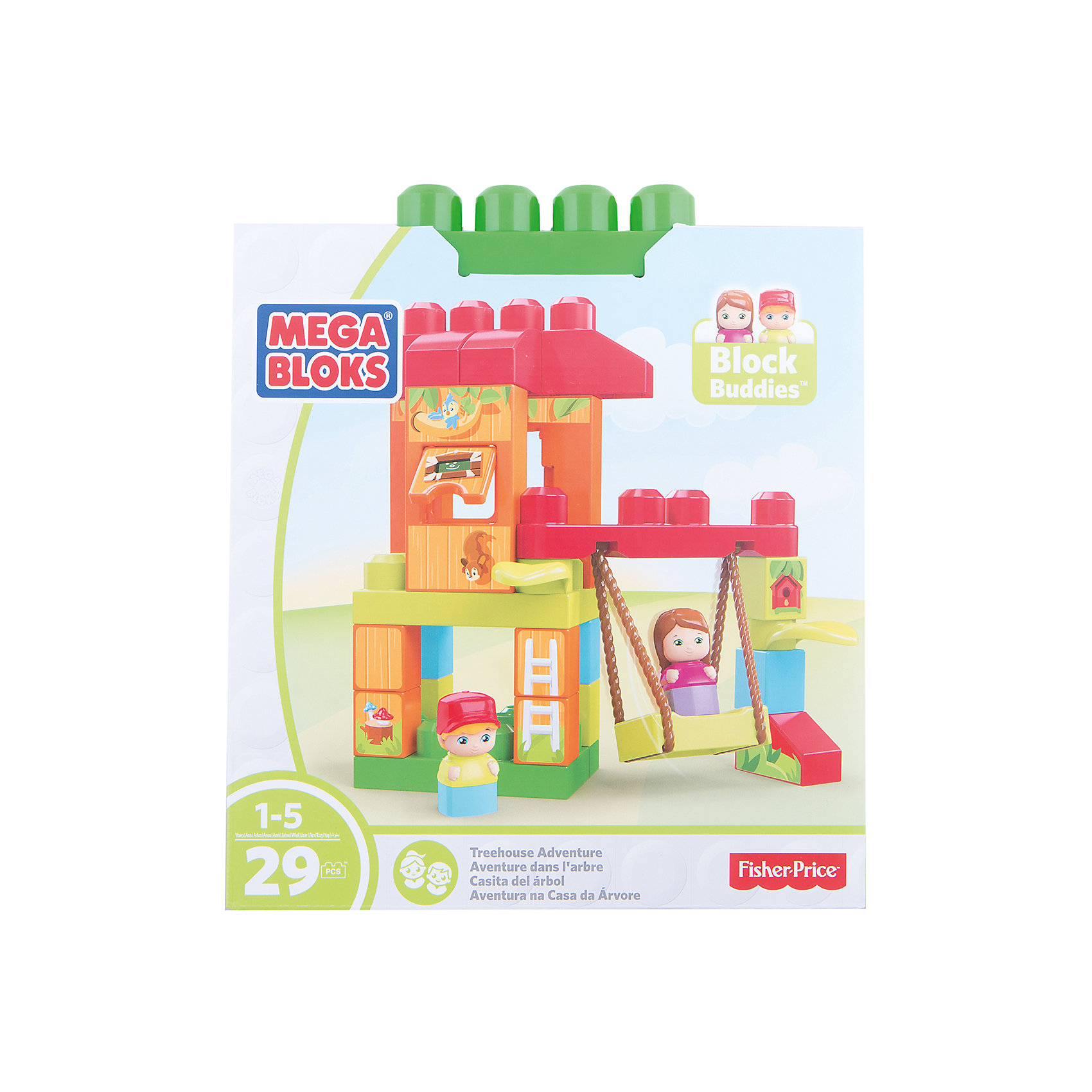 Игровой набор - конструктор Веселые качели, MEGA BLOKS Игровой набор - конструктор Веселые качели, MEGA BLOKSПластмассовые конструкторы<br>Игровой набор - конструктор Веселые качели, MEGA BLOKS (МЕГА БЛОКС).<br><br>Характеристики:<br><br>• Комплектация: детали конструктора, 2 фигурки<br>• Количество деталей: 29<br>• Материал: пластик<br>• Упаковка: картонная коробка<br>• Размер упаковки:29х25,5х12,8 см.<br><br>Конструктор Веселые качели, MEGA BLOKS (МЕГА БЛОКС) предназначен для самых маленьких. Большие и яркие элементы конструктора отлично соединяются между собой. Их удобно брать и держать маленькими детскими ручками. Из деталей данного игрового набора можно собрать домик на дереве с качелями и открывающимся окошком. <br><br>В набор также входит фигурки мальчика и девочки. Ваш малыш с удовольствием будет перестраивать домик на дереве по своему желанию, катать на качелях мини-фигурки и разыгрывать веселые сценки из жизни обитателей домика. Все детали конструктора изготовлены из качественного пластика и полностью безопасны для детей.<br><br>Игровой набор - конструктор Веселые качели, MEGA BLOKS (МЕГА БЛОКС) можно купить в нашем интернет-магазине.<br><br>Ширина мм: 255<br>Глубина мм: 125<br>Высота мм: 290<br>Вес г: 680<br>Возраст от месяцев: 12<br>Возраст до месяцев: 60<br>Пол: Унисекс<br>Возраст: Детский<br>SKU: 5378229