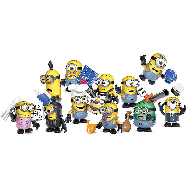Фигурки Миньонов в непрозрачной упаковке, MEGA BLOKS Фигурки Миньонов в непрозрачной упаковке, MEGA BLOKSПластмассовые конструкторы<br>Фигурки Миньонов в непрозрачной упаковке, MEGA BLOKS (МЕГА БЛОКС).<br><br>Характеристики:<br><br>• Комплектация: фигурка, аксессуар<br>• Материал: пластик<br>• Упаковка: фольгированный пакетик<br>• Размер упаковки: 15х10х2 см.<br><br>Устройте настоящий переполох, собрав все сборные фигурки миньонов. У каждой фигурки уникальный костюм и аксессуар! Внешность миньонов меняется по вашему желанию: они могут обмениваться одеждой, очками, прическами и даже руками и ногами!<br><br>Каждая фигурка продается отдельно в закрытой упаковке, поэтому вы никогда не узнаете заранее, какой миньон достанется вам на этот раз!<br><br>Фигурки Миньонов в непрозрачной упаковке, MEGA BLOKS (МЕГА БЛОКС) можно купить в нашем интернет-магазине.<br><br>Ширина мм: 100<br>Глубина мм: 15<br>Высота мм: 150<br>Вес г: 13<br>Возраст от месяцев: 60<br>Возраст до месяцев: 120<br>Пол: Унисекс<br>Возраст: Детский<br>SKU: 5378237