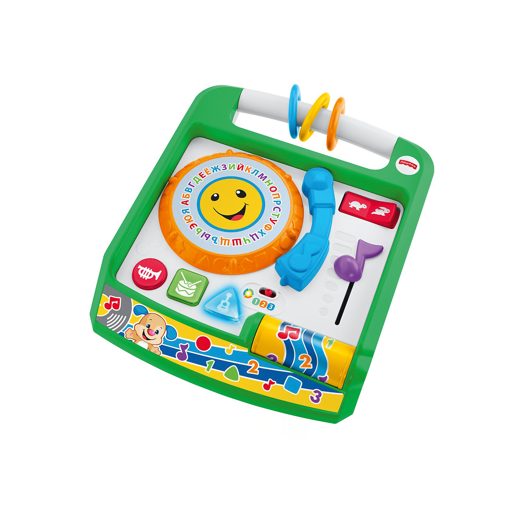 Музыкальная панель Ученого Щенка из серии Смейся и учись, Fisher Price Музыкальная панель Ученого Щенка из серии Смейся и учись, Fisher PriceИнтерактивные игрушки для малышей<br>Характеристики товара:<br><br>• возраст: от 6 месяцев;<br>• материал: пластик;<br>• тип батареек: 3 батарейки АА;<br>• наличие батареек: демонстрационные в комплекте;<br>• размер упаковки: 33х30х10 см;<br>• вес упаковки: 1,11 кг;<br>• страна производитель: Китай.<br><br>Развивающая игрушка «Смейся и учись. Музыкальная панель Ученого Щенка» Fisher Price — увлекательная развивающая игрушка для детей от 6 месяцев, которая включает в себя 7 игр и 65 разнообразных мелодий. С ее помощью малыш выучит цвета, цифры, новые слова, понятие формы. Игрушка поспособствует развитию мелкой моторики рук, тактильных ощущений, музыкального слуха, логического мышления.<br><br>В зависимости от возраста предусмотрено 3 уровня сложности. Игрушка выполнена из качественного безопасного пластика и не имеет острых элементов.<br><br>Развивающую игрушку «Смейся и учись. Музыкальная панель Ученого Щенка» Fisher Price можно приобрести в нашем интернет-магазине.<br><br>Ширина мм: 290<br>Глубина мм: 90<br>Высота мм: 330<br>Вес г: 1329<br>Возраст от месяцев: 6<br>Возраст до месяцев: 2147483647<br>Пол: Унисекс<br>Возраст: Детский<br>SKU: 5378268