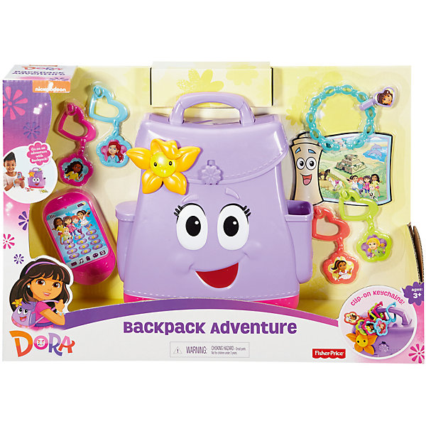 Рюкзачок Даши-путешественницы, Fisher Price, Даша и друзья Рюкзачок Даши-путешественницы, Fisher Price, Даша и друзьяДругие наборы<br>Рюкзачок Даши-путешественницы, Fisher Price, Даша и друзья.<br><br>Характеристики:<br><br>• Комплектация: рюкзак, карта, смартфон, браслет, 4 брелока<br>• Материал: пластик<br>• Размер рюкзака: 23х19,5х7,5 см.<br>• Размер игрушечного смартфона: 10х5,5х2 см.<br>• Размер упаковки: 28х41х9 см.<br><br>Отправляйся в путешествие с Рюкзаком и его другом Цветком! В этом Рюкзаке есть все, что нужно детям для приключений и открытий: подробная карта, которая поможет проложить маршрут и не упустить ни одной достопримечательности; игрушечный смартфон для связи с друзьями и обмена впечатлениями; яркий голубой браслет так похожий на любимое украшение Даши; разноцветные брелоки для ключей с фотографиями Дашиных друзей— Алана, Кейт, Наи и Эммы. <br><br>Вместительный рюкзачок закрывается с помощью маленькой застежки-цветочка и имеет 2 кармана по бокам и удобную ручку. Все детали изготовлены из прочного качественного пластика.<br><br>Рюкзачок Даши-путешественницы, Fisher Price, Даша и друзья можно купить в нашем интернет-магазине.<br><br>Ширина мм: 405<br>Глубина мм: 85<br>Высота мм: 280<br>Вес г: 799<br>Возраст от месяцев: 36<br>Возраст до месяцев: 120<br>Пол: Женский<br>Возраст: Детский<br>SKU: 5378284