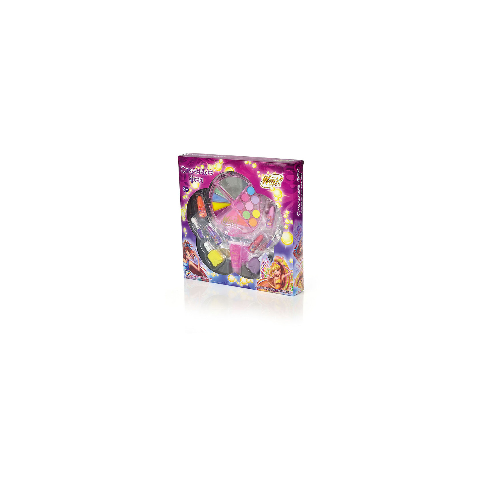 Набор детской косметики Стильные феи, Winx Club Набор детской косметики Стильные феи, Winx ClubПопулярные игрушки<br>Набор детской косметики Стильные феи, Winx Club<br><br>Характеристики:<br><br>• яркие цвета<br>• удобная упаковка<br>• хорошо наносится<br>• легко смывается<br>• безопасна для детской кожи<br>• в комплекте: помада (4 шт.), блеск для губ, тени для век, лак для ногтей (2 шт.), аппликаторы<br>• размер упаковки: 4,1х24,7х24,7 см<br>• вес: 230 грамм<br><br>Наверняка каждая поклонница Winx Club мечтает побывать в образе любимых фей. С набором косметики Стильные феи мечта девочки обязательно сбудется! Юная модница сможет сделать самый красивый макияж и маникюр в любимом стиле. В набор входят тени для век, помады, блеск для губ, лак для ногтей и аппликаторы. Косметика легко наносится и стирается смоченным в воде ватным диском. Не вызывает аллергии и раздражения на детской коже.<br><br>Набор детской косметики Стильные феи, Winx Club вы можете купить в нашем интернет-магазине.<br><br>Ширина мм: 247<br>Глубина мм: 247<br>Высота мм: 41<br>Вес г: 230<br>Возраст от месяцев: 36<br>Возраст до месяцев: 72<br>Пол: Женский<br>Возраст: Детский<br>SKU: 5379343