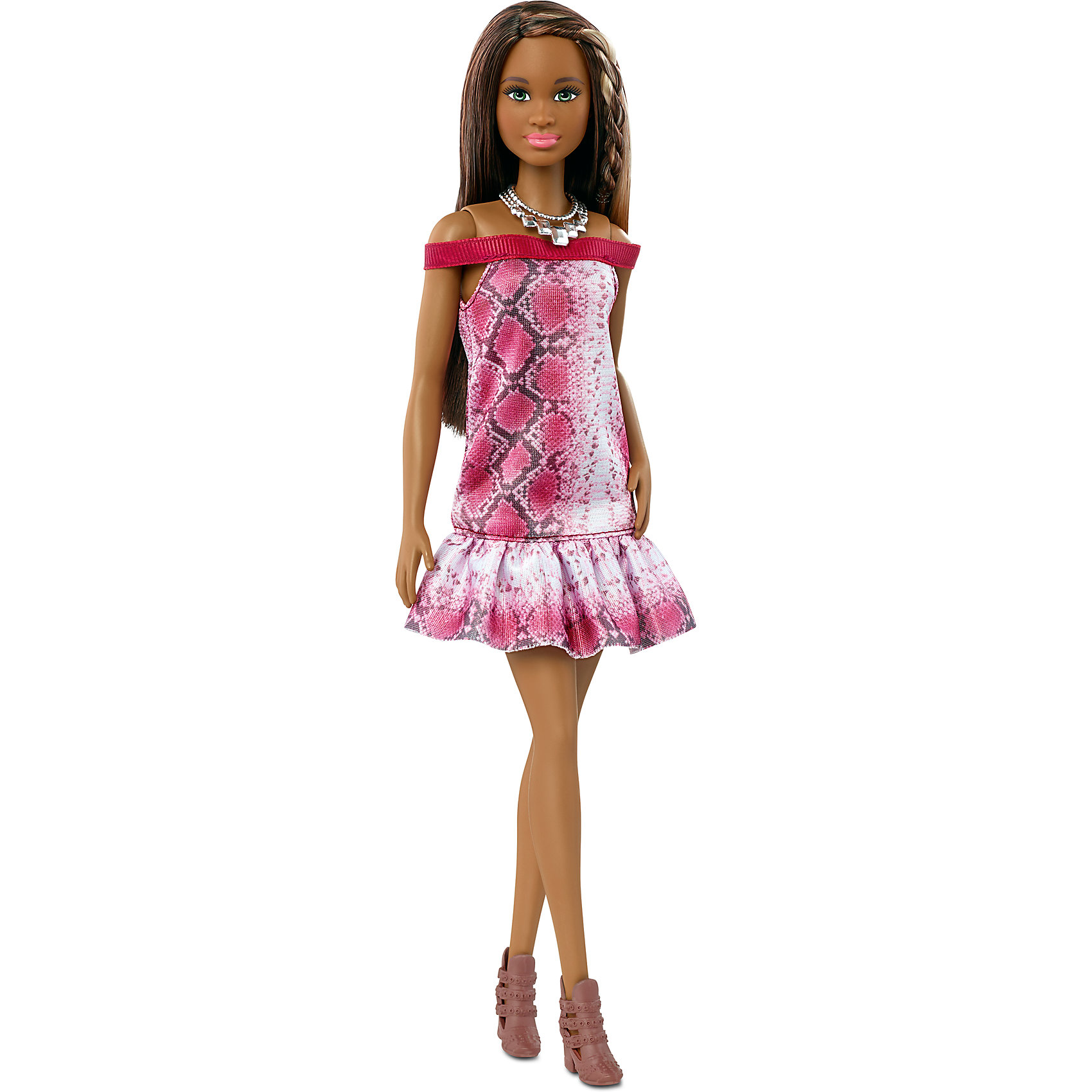 Кукла из серии Игра с модой Pretty in Python, Barbie Кукла из серии Игра с модой Pretty in Python, BarbieBarbie<br>Характеристики товара:<br><br>• комплектация: кукла, одежда<br>• материал: пластик, текстиль<br>• серия: Barbie игра с модой<br>• руки, ноги гнутся<br>• высота куклы: 29 см<br>• возраст: от трех лет<br>• размер упаковки: 33х12х5 см<br>• вес: 0,3 кг<br>• страна бренда: США<br><br>Невероятно модный образ изящной куклы порадует маленьких любительниц стильных и необычных нарядов. Стильную одежду дополняет обувь и аксессуары. Длинные волосы позволяют делать разнообразные прически! Барби из серии Игра с модой станет великолепным подарком для девочек, которые следят за модными тенденциями.<br><br>Такие куклы помогают развить у девочек вкус и чувство стиля, отработать сценарии поведения в обществе, развить воображение и мелкую моторику. Барби от бренда Mattel не перестает быть популярной! <br><br>Куклу из серии Игра с модой Pretty in Python, Barbie, от компании Mattel можно купить в нашем интернет-магазине.<br><br>Ширина мм: 115<br>Глубина мм: 55<br>Высота мм: 325<br>Вес г: 273<br>Возраст от месяцев: 36<br>Возраст до месяцев: 120<br>Пол: Женский<br>Возраст: Детский<br>SKU: 5389666