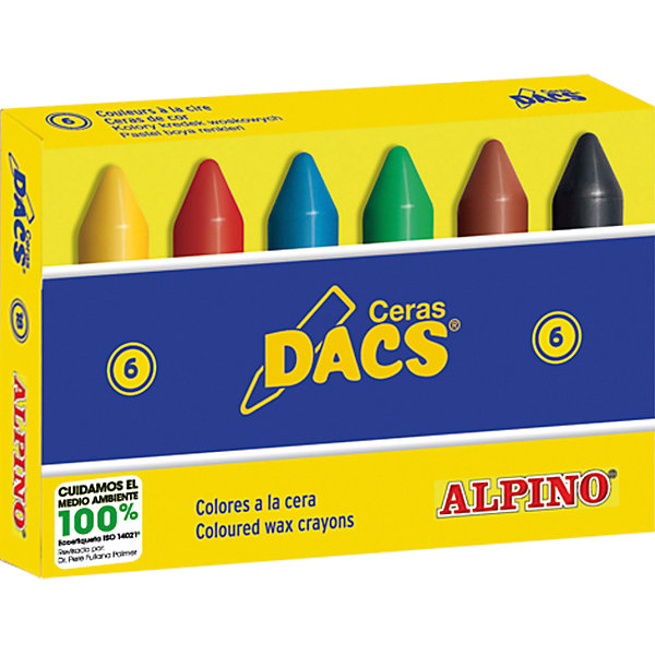 Восковые карандаши Ceras DACS, 6 цв. Восковые карандаши Ceras DACS, 6 цв.Масляные и восковые мелки<br>Изготовлены по европейским стандартам качества (CE, EN 71, ISO 14021).<br>Экологически чистый материал без аллергических компонентов на основе натурального воска (Non-Allergic).<br>Особая кремовая мягкость, позволяющая смешивать цвета и получать новые оттенки. Утолщённое сечение.<br>Чистые, яркие и насыщенные цвета. Отсутствие слоистости и равномерное окрашивание.<br>Рекомендуются опытными педагогами для развития навыков изобразительного творчества. Идеально подходят для начертания хорошо видимых жирных линий и при закрашивании больших поверхностей. Замечательно рисуют на бумаге, картоне, ватмане, деревянных, глиняных и других шероховатых поверхностях.<br>Низкая утомляемость рук.<br>Водоустойчивые и устойчивые к ломке, не пачкают руки, стираются обычным ластиком.<br>Очень легко затачиваются.<br>Смываются с кожи без применения мыла, легко отстирываются с большинства обычных тканей.<br>Упаковка с европетлей<br>Производитель: ALPINO (Испания)<br><br>Ширина мм: 100<br>Глубина мм: 15<br>Высота мм: 55<br>Вес г: 37<br>Возраст от месяцев: 36<br>Возраст до месяцев: 120<br>Пол: Унисекс<br>Возраст: Детский<br>SKU: 5389737