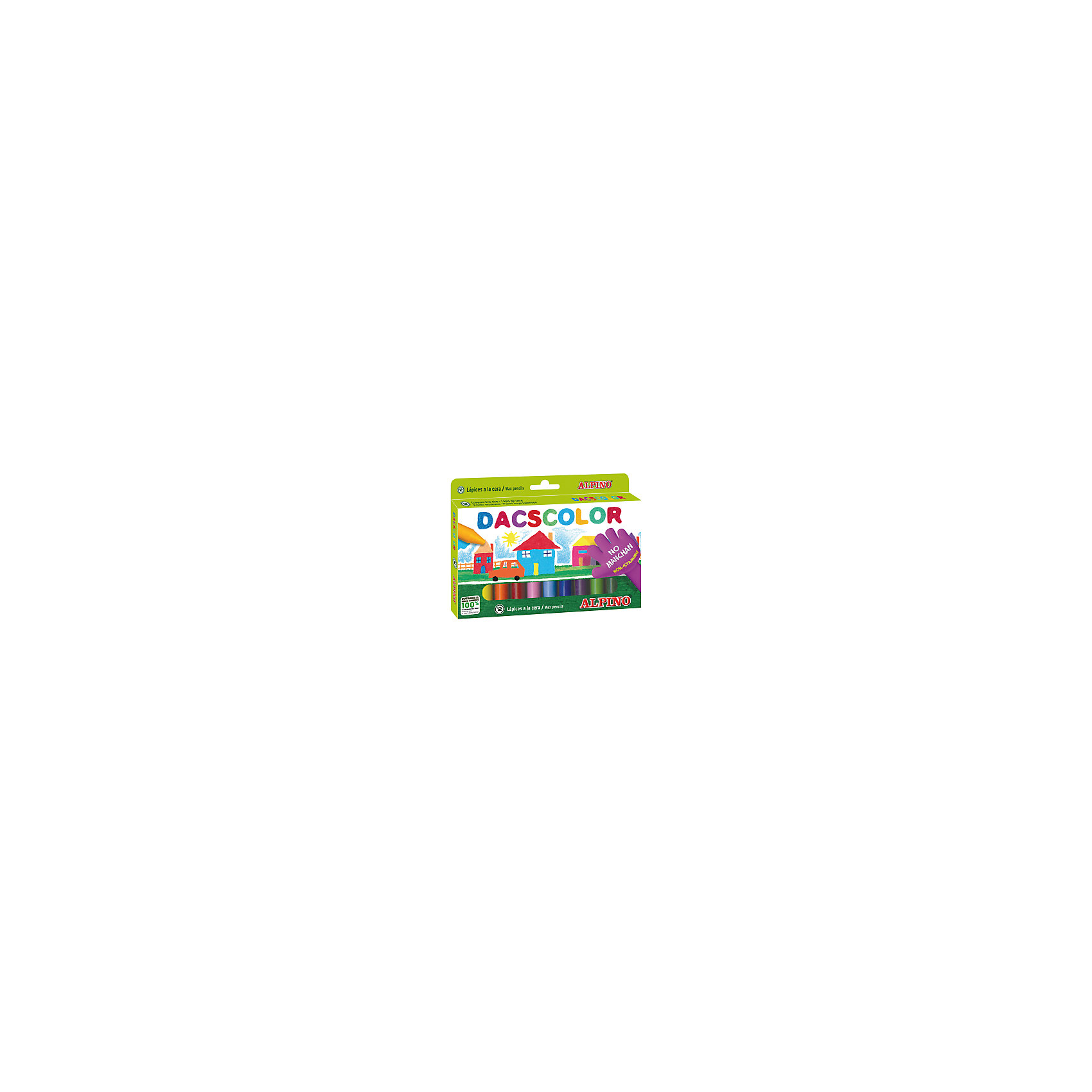 Восковые карандаши DACSCOLOR, 12 цв. Восковые карандаши DACSCOLOR, 12 цв.Рисование<br>Изготовлены по европейским стандартам качества (CE, EN 71, ISO 14021).<br>Экологически чистый материал без аллергических компонентов на основе натурального воска (Non-Allergic).<br>Средняя степень мягкости.<br>Чистые, яркие и насыщенные цвета. Отсутствие слоистости и равномерное окрашивание.<br>Рекомендуются опытными педагогами для развития навыков изобразительного творчества. Идеально подходят для начертания хорошо видимых линий и при закрашивании больших поверхностей. Замечательно рисуют на бумаге, картоне, ватмане, деревянных, глиняных и других шероховатых поверхностях.<br>Водоустойчивые и устойчивые к ломке, не пачкают руки, стираются обычным ластиком.<br>Очень легко затачиваются.<br>Смываются с кожи без применения мыла, легко отстирываются с большинства обычных тканей.<br>Упаковка с европетлей<br>Производитель: ALPINO (Испания)<br><br>Ширина мм: 205<br>Глубина мм: 15<br>Высота мм: 140<br>Вес г: 137<br>Возраст от месяцев: 36<br>Возраст до месяцев: 120<br>Пол: Унисекс<br>Возраст: Детский<br>SKU: 5389742