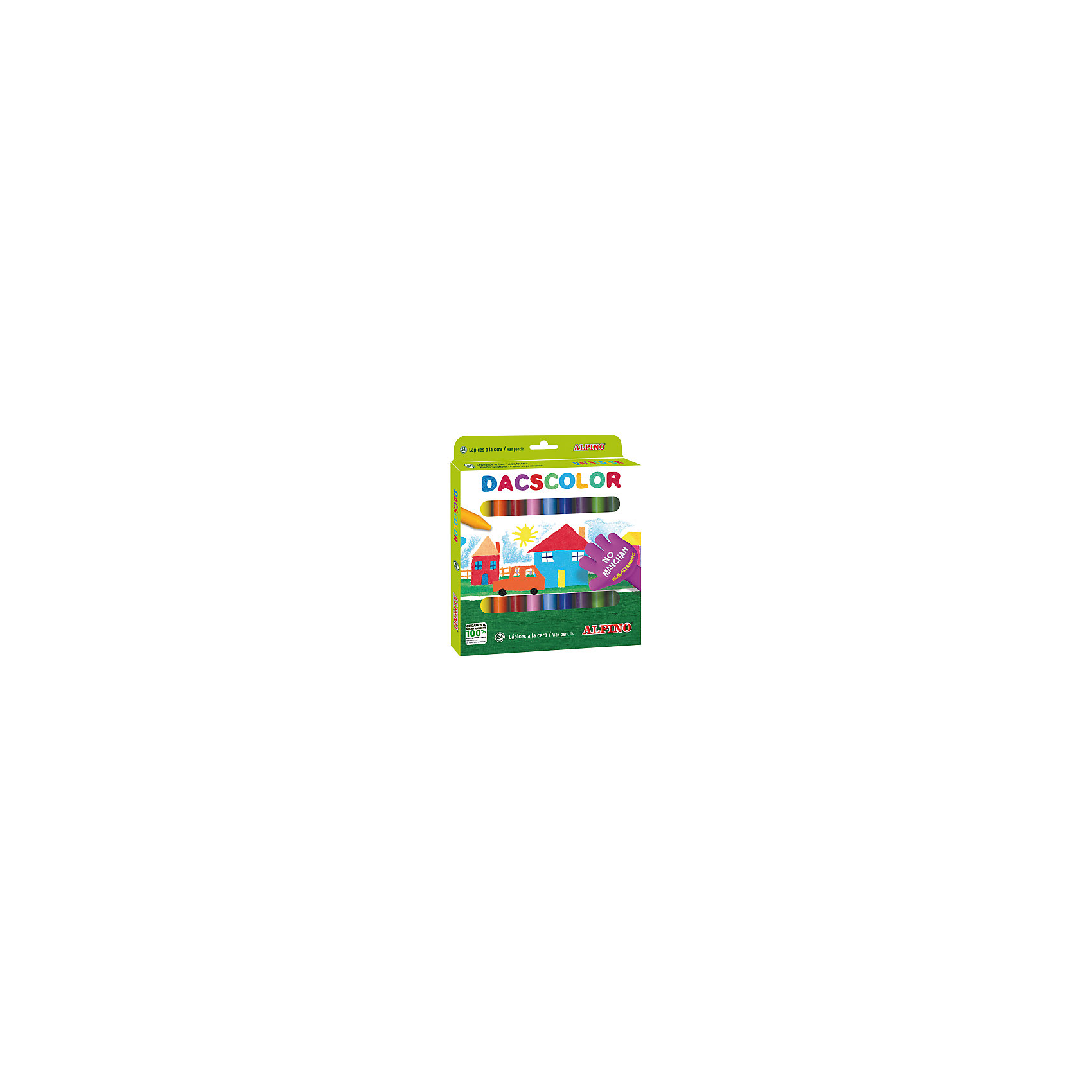 Восковые карандаши DACSCOLOR, 24 цв. Восковые карандаши DACSCOLOR, 24 цв.Рисование<br>Изготовлены по европейским стандартам качества (CE, EN 71, ISO 14021).<br>Экологически чистый материал без аллергических компонентов на основе натурального воска (Non-Allergic).<br>Средняя степень мягкости.<br>Чистые, яркие и насыщенные цвета. Отсутствие слоистости и равномерное окрашивание.<br>Рекомендуются опытными педагогами для развития навыков изобразительного творчества. Идеально подходят для начертания хорошо видимых линий и при закрашивании больших поверхностей. Замечательно рисуют на бумаге, картоне, ватмане, деревянных, глиняных и других шероховатых поверхностях.<br>Водоустойчивые и устойчивые к ломке, не пачкают руки, стираются обычным ластиком.<br>Очень легко затачиваются.<br>Смываются с кожи без применения мыла, легко отстирываются с большинства обычных тканей.<br>Упаковка с европетлей<br>Производитель: ALPINO (Испания)<br><br>Ширина мм: 210<br>Глубина мм: 15<br>Высота мм: 237<br>Вес г: 264<br>Возраст от месяцев: 36<br>Возраст до месяцев: 120<br>Пол: Унисекс<br>Возраст: Детский<br>SKU: 5389743