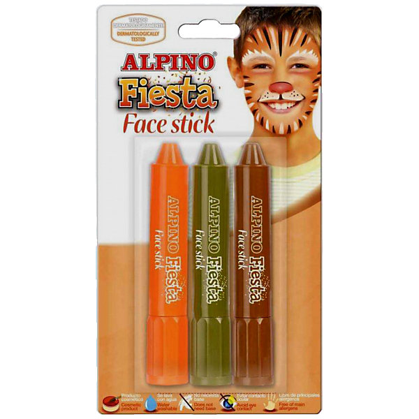Детский аквагрим Face Stick, Boys (макияжные карандаши), 3*5 гр, 3 цв. Детский аквагрим Face Stick, Boys (макияжные карандаши), 3*5 гр, 3 цв.Карнавальный грим<br>Экологичная детская декоративная косметика европейского производства, изготовленная по наилучшим существующим технологиям на основе растительных ингредиентов и воды<br>Не содержит компонентов молока, яиц, клейковины, орехов, бобов, латекса и других потенциально аллергенных ингредиентов (Non-Allergic)<br>Разрешена для применения детьми от 3 лет по европейским стандартам качества и безопасности, а также нормам ТР ТС 009/2011 «О безопасности парфюмерно-косметической продукции» (включена в перечень детских товаров, допущенных к обращению во всех странах Таможенного союза)<br>Рекомендуется педагогами и медицинскими специалистами для эффективного развития детей в ходе игровых форм обучения и воспитания. Считается лучшей продукцией для художественного самодеятельного творчества, детских праздников, дискотек и других культурно-развлекательных и спортивно–зрелищных молодежных мероприятий<br>Состав набора: макияжные карандаши в пластиковом корпусе (3 x 5 гр, 3 цв.)<br>Макияжные карандаши имеют особую кремовую мягкость, высокую кроющую способность и представлены в наборе оранжевым, хаки и коричневым цветами. Различные цвета могут смешиваться, позволяя получать новые цвета и оттенки. Нанесённый макияж не пачкается и имеет глянцевый тон. Пластиковый тюбик позволяет хранить и переносить карандаши вне упаковки, например, в карманах, пеналах, портфеле или ранце. Набор является идеальным решением для создания нужного образа на празднике или для дружной и выразительной поддержки любимой команды на спортивных, музыкальных, художественных и иных состязаниях и конкурсах<br>Предварительное нанесение пасты-грунта не требуется, продукция безопасна при интенсивном контакте с кожей в течение длительного времени (не менее 24 часов)<br>Легко смывается с кожи, не имеет запаха, не красится, не оставляет жирных пятен, отстирывается с детской одежды и других тканей в режиме обычной стирки<br>Упаковка с европетлей<br>Производитель: ALPINO (Испания)<br><br>Ширина мм: 110<br>Глубина мм: 20<br>Высота мм: 200<br>Вес г: 58<br>Возраст от месяцев: 36<br>Возраст до месяцев: 120<br>Пол: Мужской<br>Возраст: Детский<br>SKU: 5389757