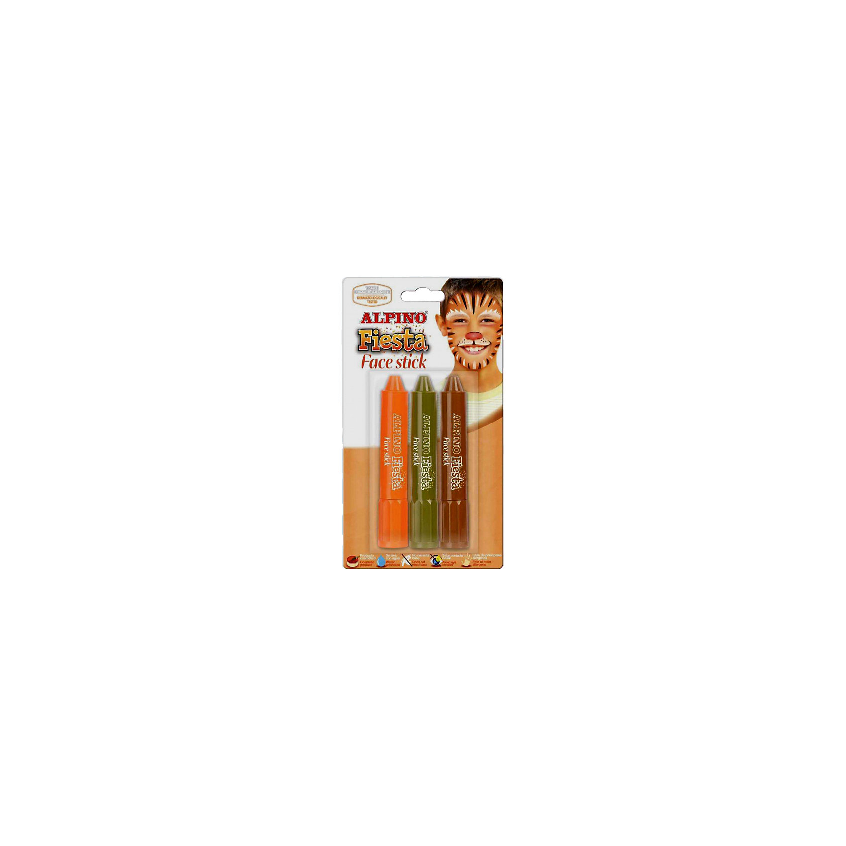 Детский аквагрим Face Stick, Boys (макияжные карандаши), 3*5 гр, 3 цв. Детский аквагрим Face Stick, Boys (макияжные карандаши), 3*5 гр, 3 цв.Косметика, грим и парфюмерия<br>Экологичная детская декоративная косметика европейского производства, изготовленная по наилучшим существующим технологиям на основе растительных ингредиентов и воды<br>Не содержит компонентов молока, яиц, клейковины, орехов, бобов, латекса и других потенциально аллергенных ингредиентов (Non-Allergic)<br>Разрешена для применения детьми от 3 лет по европейским стандартам качества и безопасности, а также нормам ТР ТС 009/2011 «О безопасности парфюмерно-косметической продукции» (включена в перечень детских товаров, допущенных к обращению во всех странах Таможенного союза)<br>Рекомендуется педагогами и медицинскими специалистами для эффективного развития детей в ходе игровых форм обучения и воспитания. Считается лучшей продукцией для художественного самодеятельного творчества, детских праздников, дискотек и других культурно-развлекательных и спортивно–зрелищных молодежных мероприятий<br>Состав набора: макияжные карандаши в пластиковом корпусе (3 x 5 гр, 3 цв.)<br>Макияжные карандаши имеют особую кремовую мягкость, высокую кроющую способность и представлены в наборе оранжевым, хаки и коричневым цветами. Различные цвета могут смешиваться, позволяя получать новые цвета и оттенки. Нанесённый макияж не пачкается и имеет глянцевый тон. Пластиковый тюбик позволяет хранить и переносить карандаши вне упаковки, например, в карманах, пеналах, портфеле или ранце. Набор является идеальным решением для создания нужного образа на празднике или для дружной и выразительной поддержки любимой команды на спортивных, музыкальных, художественных и иных состязаниях и конкурсах<br>Предварительное нанесение пасты-грунта не требуется, продукция безопасна при интенсивном контакте с кожей в течение длительного времени (не менее 24 часов)<br>Легко смывается с кожи, не имеет запаха, не красится, не оставляет жирных пятен, отстирывается с детской одежды и других тканей в режиме обычной стирки<br>Упаковка с европетлей<br>Производитель: ALPINO (Испания)<br><br>Ширина мм: 110<br>Глубина мм: 20<br>Высота мм: 200<br>Вес г: 58<br>Возраст от месяцев: 36<br>Возраст до месяцев: 120<br>Пол: Мужской<br>Возраст: Детский<br>SKU: 5389757