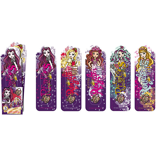 Набор фигурных закладок Ever After High (5 шт) Набор фигурных закладок Ever After High (5 шт)Ever After High Товары для школы<br>Набор фигурных закладок Ever After High (5 шт)<br><br>Характеристики:<br><br>• В комплекте: 5 штук<br>• Вес: 18г<br>• Размер: 190х30х60мм<br><br>Набор фигурных закладок с героями знаменитого мультфильма не оставит ребенка равнодушным. Такие закладки очень удобно фиксируют страницу, на которой остановился ребенок. Также их можно расположить сбоку, тем самым пометив строку, на которой остановили чтение.<br><br>Набор фигурных закладок Ever After High (5 шт) можно купить в нашем интернет-магазине.<br><br>Ширина мм: 190<br>Глубина мм: 30<br>Высота мм: 60<br>Вес г: 18<br>Возраст от месяцев: 48<br>Возраст до месяцев: 144<br>Пол: Женский<br>Возраст: Детский<br>SKU: 5390330
