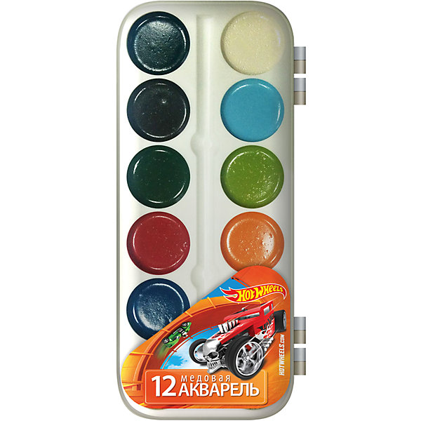 Акварельные медовые краски (12 цветов), Hot Wheels Акварельные медовые краски (12 цветов), Hot WheelsHot Wheels<br>Акварельные медовые краски (12 цветов), Hot Wheels<br><br>Характеристики:<br><br>• Количество цветов: 12<br>• Тип: акварельные медовые<br>• Упаковка: пластиковая<br>• Вес: 66г<br>• Размер: 170х10х80мм<br><br>Медовые акварельные краски самые безопасные для малыша. Ими легко рисовать или раскрашивать с самого юного возраста. 12 красивых, ярких цветов в пластиковой коробочке с любимыми героями мультфильма не оставят ребенка равнодушным. Данная акварель хорошо ложится на бумагу и не требует большого количества воды.<br><br>Акварельные медовые краски (12 цветов), Hot Wheels можно купить в нашем интернет-магазине.<br><br>Ширина мм: 170<br>Глубина мм: 80<br>Высота мм: 10<br>Вес г: 66<br>Возраст от месяцев: 48<br>Возраст до месяцев: 144<br>Пол: Мужской<br>Возраст: Детский<br>SKU: 5390340