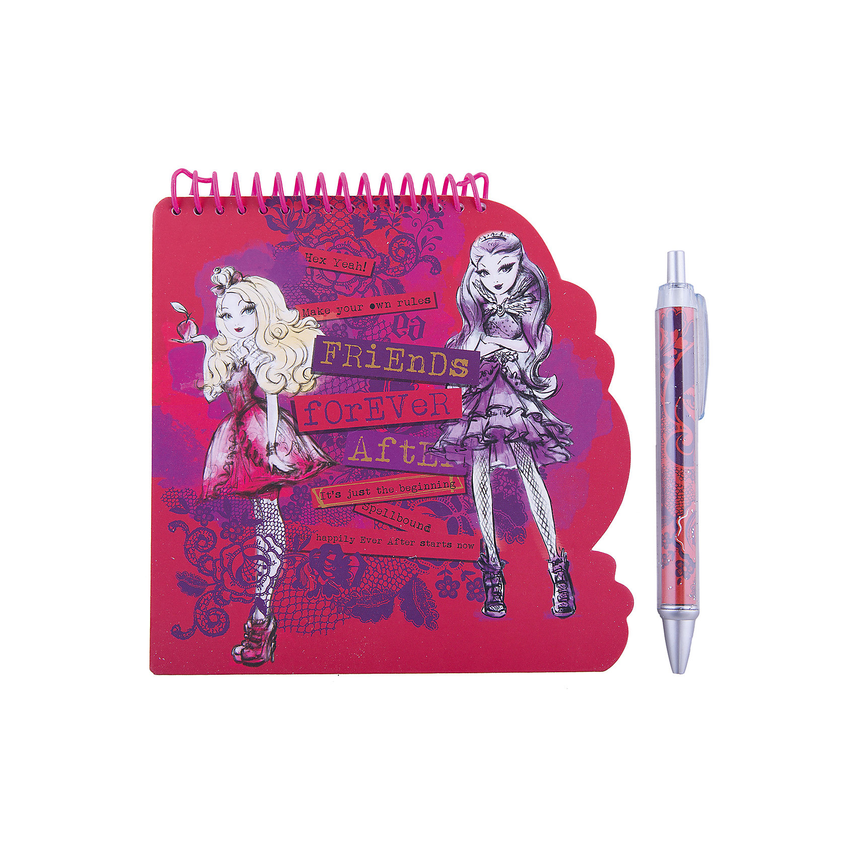 Блокнот А6 Ever After High 40 листов + ручка Блокнот А6 Ever After High 40 листов + ручкаБумажная продукция<br>Блокнот А6 Ever After High 40 листов + ручка<br><br>Характеристики:<br><br>• Количество листов: 40 листов<br>• Крепление: спираль<br>• Обложка: мелованный картон<br>• Размер: 218х12х388мм<br>• Вес: 112г<br>• Формат: А6<br>• В комплекте: блокнот, ручка<br><br>Блокнот удобного формата А6 с изображением популярного мультфильма порадует любого поклонника. Блокнот сделан из качественной бумаги, с яркой обложкой из мелованного картона и с безопасным креплением на спирали. В комплекте идет ручка с оригинальным дизайном и красивая подарочная упаковка. Такой набор идеально подойдет для подарка.<br><br>Блокнот А6 Ever After High 40 листов + ручка можно купить в нашем интернет-магазине.<br><br>Ширина мм: 218<br>Глубина мм: 12<br>Высота мм: 388<br>Вес г: 112<br>Возраст от месяцев: 36<br>Возраст до месяцев: 144<br>Пол: Женский<br>Возраст: Детский<br>SKU: 5390367
