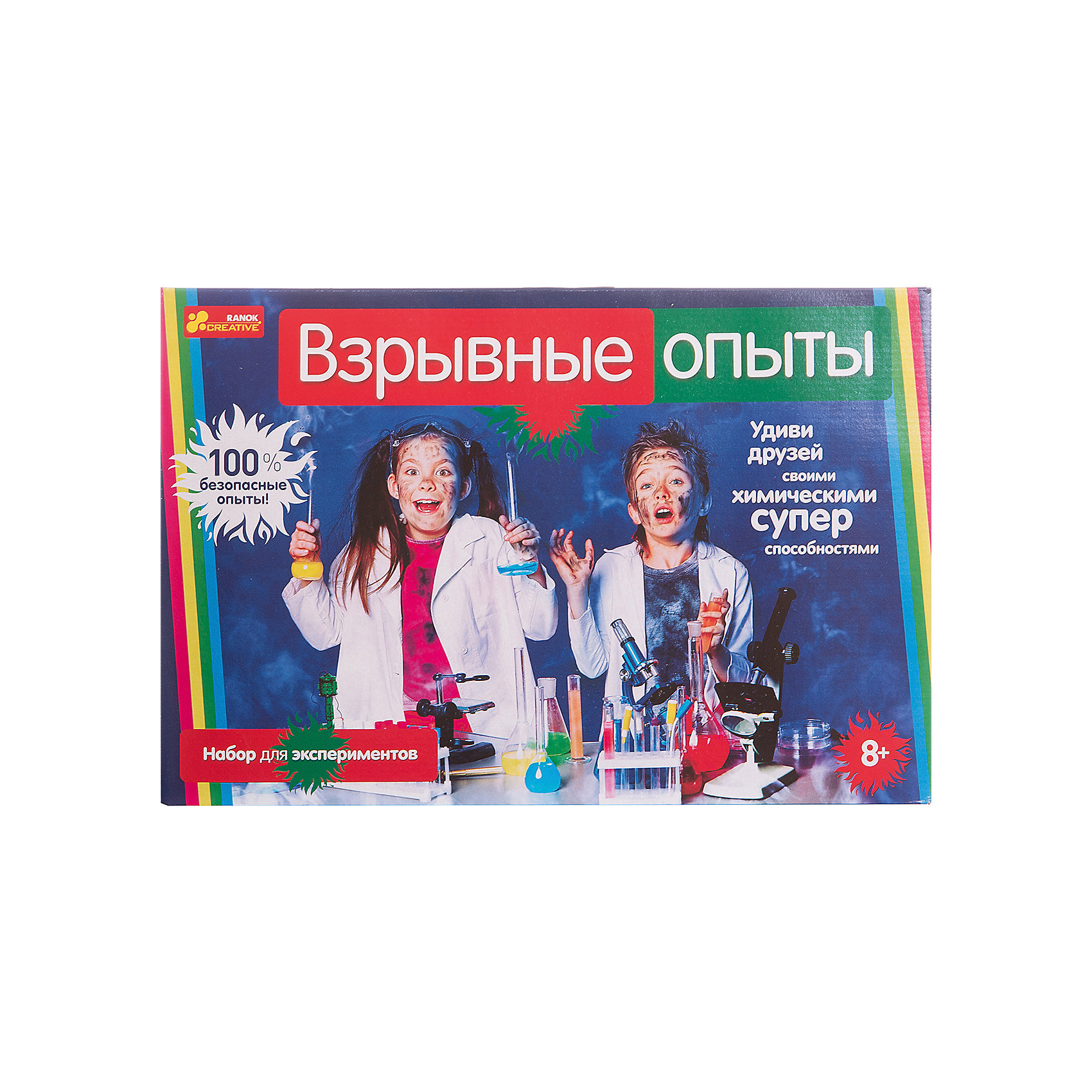 Набор для экспериментов Взрывные опыты Набор для экспериментов Взрывные опытыЭксперименты и опыты<br>Взрывные опыты – невероятный набор, который поможет провести дома много шумных экспериментов. В комплекте увлекательные опыты: разноцветный дождь, ракета из воздушного шара, огненная надпись, взрывной пакетик, вулкан на столе, бумажная шумелка, бурлящая лава, ведьмин порошок, взлетающая ракета, фараоновы змеи<br><br>Ширина мм: 442<br>Глубина мм: 296<br>Высота мм: 68<br>Вес г: 980<br>Возраст от месяцев: 144<br>Возраст до месяцев: 2147483647<br>Пол: Унисекс<br>Возраст: Детский<br>SKU: 5392760