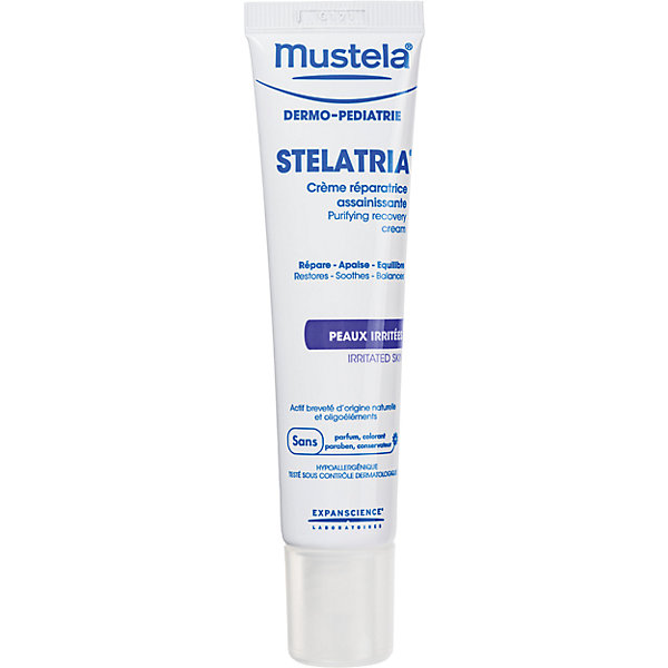 Эмульсия-крем восстанавливающая Stelatria, 40 мл., Mustela Эмульсия-крем восстанавливающая Stelatria, 40 мл., MustelaКосметика для малыша<br>Эмульсия-крем восстанавливающая Stelatria, 40 мл., Mustela.<br><br>Характеристики:<br><br>- Средство: эмульсия.<br>- Объём:40 мл.<br><br>Для ухода за раздраженными участками кожи и локальными покраснениями на лице и теле новорожденных и детей. Длительный увлажняющий эффект, неокклюзивная формула. Эмулься – крем обладает следующими свойствами:<br>- комплекс микроэлементов ускоряет восстановление кожного барьера и стимулирует обновление клеток;<br>- помогает сократить риск размножения бактерий;<br>- активный компонент природного происхождения BioEcolia поддерживает баланс защитной микрофлоры кожи;<br>- длительный увлажняющий эффект, неокклюзивная формула;<br>- по мере использования средства раздражения постепенно проходят, а кожа вновь становится эластичной и сбалансированной.<br><br>Наносите 2-3 раза в день на чистую сухую кожу на раздраженные участки. Для очищения кожи рекомендуется использовать Очищающий защитный гель «Stelatria». Не использовать на мокнущих ранах. При покраснении ягодиц используйте Крем под подгузник 1 2 3.<br><br>Эмульсию-крем восстанавливающая Stelatria, 40 мл., Mustela (Мустела), можно купить в нашем интернет – магазине.<br><br>Ширина мм: 30<br>Глубина мм: 40<br>Высота мм: 155<br>Вес г: 59<br>Возраст от месяцев: 0<br>Возраст до месяцев: 36<br>Пол: Унисекс<br>Возраст: Детский<br>SKU: 5392925