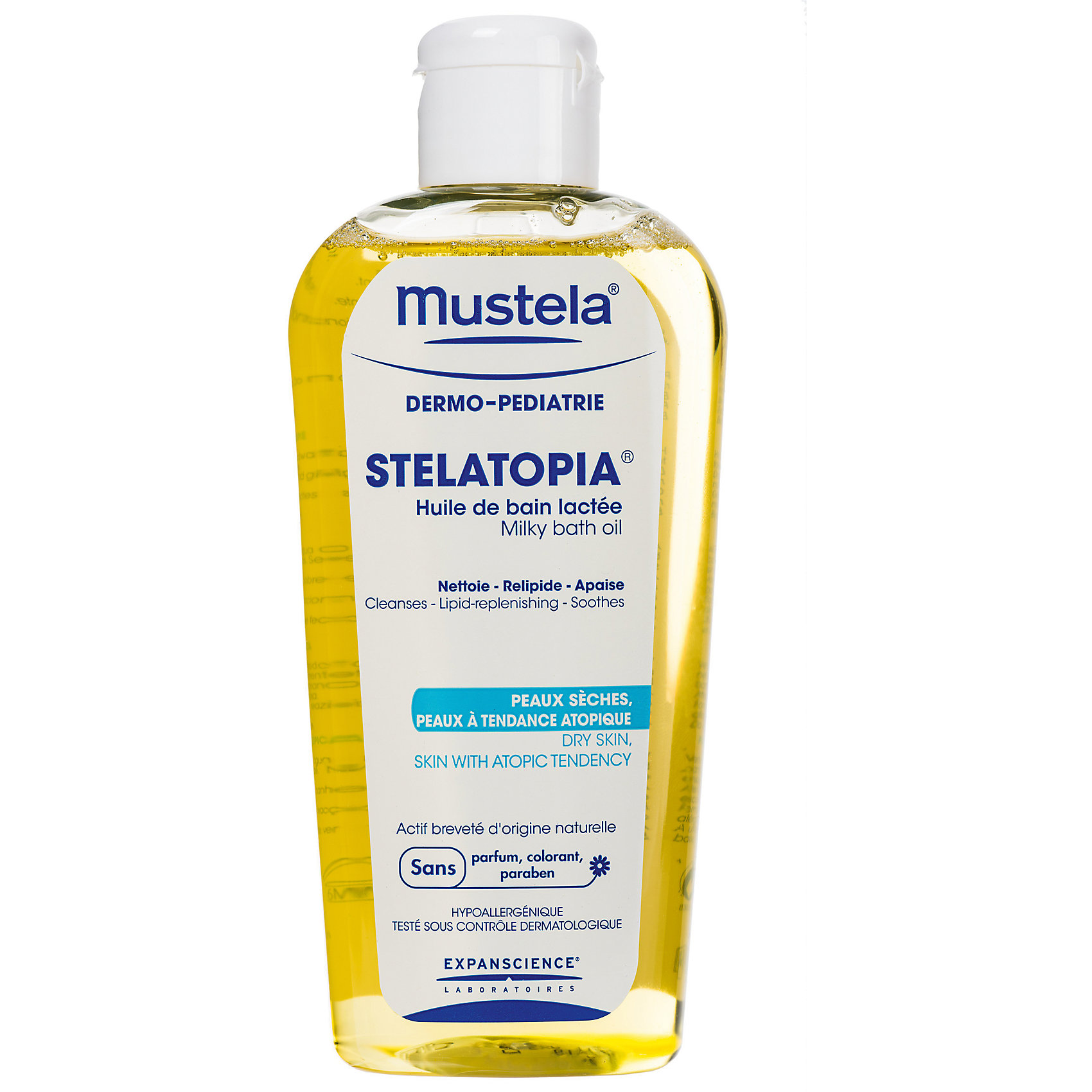 Масло для ванны Stelatopia для новорожденных, младенцев и детей, 200 мл., Mustela Масло для ванны Stelatopia для новорожденных, младенцев и детей, 200 мл., MustelaКосметика для младнецев<br>Масло для ванны Stelatopia для новорожденных, младенцев и детей, 200 мл., Mustela (Мустела).<br><br>Характеристики:<br><br>- Средство: эмульсия.<br>- Объём:40 мл.<br>- Состав: HELIANTHUS ANNUUS (SUNFLOWER) SEED OIL, ETHYLHEXYL COCOATE, MINERAL OIL, PRUNUS AMYGDALUS DULCIS (SWEET ALMOND) OIL, PEG-6 ISOSTEARATE, HELIANTHUS ANNUUS (SUNFLOWER) SEED OIL UNSAPONIFIABLES, PROPYLENE GLYCOL DIPELARGONATE, LECITHIN, LAURETH-2, ANTHEMIS NOBILIS FLOWER EXTRACT, ASCORBYL PALMITATE, TOCOPHEROL, ETHYL CYCLOHEXYL PROPIONATE, HYDROGENATED PALM GLYCERIDES CITRATE.<br><br>Разработано для ухода за очень сухой кожей лица и тела детей с рождения. Подходит для использования при выраженных покраснениях и чувстве стянутости кожи. Масло обладает следующими свойствами:<br>- Бережно очищает, не раздражая кожу, благодаря мягкой моющей основе с содержанием фосфолипидов.<br>- Восполняет уровень липидов кожи благодаря активному ингредиенту на основе масла подсолнечника, который стимулирует биосинтез липидов, образующих защитный кожный барьер.<br>- Способствует быстрому устранению ощущения дискомфорта благодаря содержанию масла ромашки, известной своими успокаивающими свойствами.<br>- Регулярное использование Масла для ванны STELATOPIA позволяет снизить частоту и выраженность покраснений.<br><br>Налейте 2-3 крышечки масла в ванночку для купания. Взболтайте так, чтобы средство равномерно распределилось в воде, а на поверхности появилась молочная пленка. Бережно искупайте малыша, не ополаскивая его. Промокните тело мягким банным полотенцем, не растирая кожу.<br><br>Масло для ванны Stelatopia для новорожденных, младенцев и детей, 200 мл., Mustela (Мустела).<br><br>Ширина мм: 70<br>Глубина мм: 40<br>Высота мм: 164<br>Вес г: 220<br>Возраст от месяцев: 0<br>Возраст до месяцев: 12<br>Пол: Унисекс<br>Возраст: Детский<br>SKU: 5392926