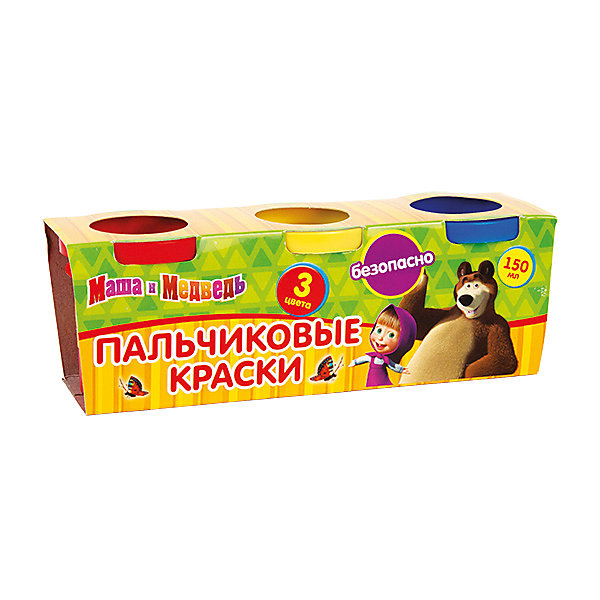 Пальчиковые краски Multiart Маша и медведь 3 штуки по 50мл. Пальчиковые краски Multiart Маша и медведь 3 штуки по 50мл.Пальчиковые краски<br>Пальчиковые краски MULTIART с изображением любимых героев мультфильма Маша и медведь. В упаковке 3 цвета по 50 мл. Цвета: красный, желтый, синий. Краски нетоксичны и абсолютно безопасны для детей. Легко отстирываются и смываются водой.<br><br>Ширина мм: 50<br>Глубина мм: 60<br>Высота мм: 170<br>Вес г: 220<br>Возраст от месяцев: 12<br>Возраст до месяцев: 60<br>Пол: Женский<br>Возраст: Детский<br>SKU: 5396497