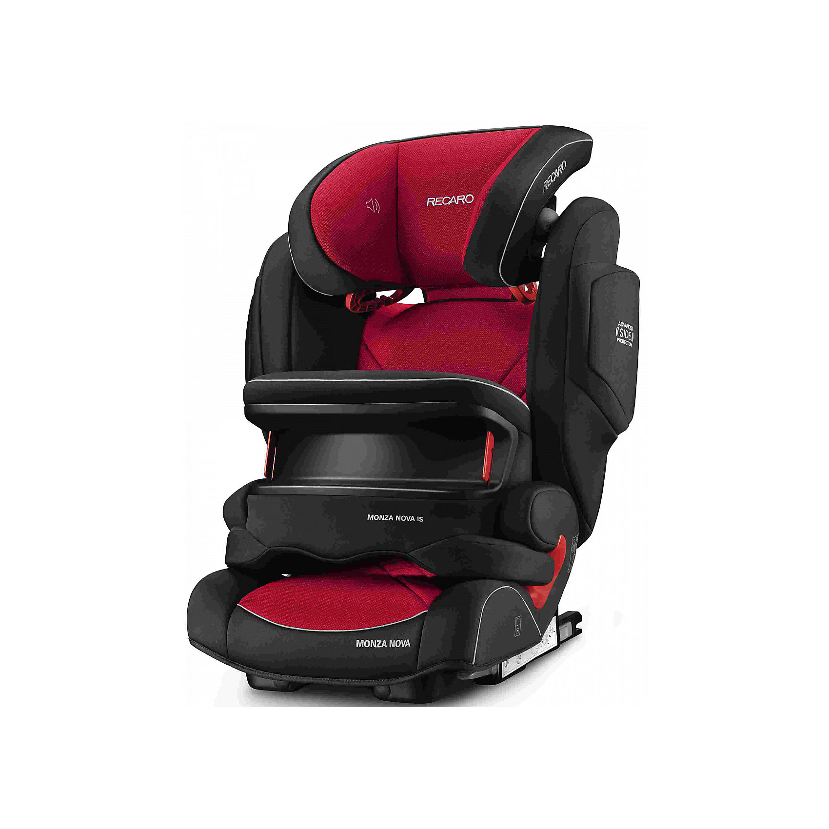 Автокресло RECARO Monza Nova IS Seatfix 9-36 кг, Racing Red Автокресло RECARO Monza Nova IS Seatfix 9-36 кг, Racing RedГруппа 1-2-3 (От 9 до 36 кг)<br>Характеристики:<br><br>• группа: 1/2/3;<br>• вес ребенка: 9-36 кг;<br>• возраст ребенка: от 9 месяцев до 12 лет;<br>• способ крепления: IsoFix или штатными ремнями безопасности автомобиля;<br>• способ установки: лицом по ходу движения автомобиля;<br>• регулируется высота подголовника: 11 положений;<br>• имеется ростомер;<br>• регулируется глубина подголовника;<br>• перед ребенком находится специальный жесткий столик, который обеспечивает максимальную защиту ребенка от ударов при столкновении и резком торможении;<br>• угол наклона спинки подгоняется под угол сиденья автомобиля, слегка откидывается назад;<br>• имеются подлокотники, высота не меняется;<br>• сетчатый кармашек на боковой стороне автокресла;<br>• под сиденьем автокресла имеются пластиковые опорные элементы;<br>• в боковинках автокресла находятся встроенные динамики;<br>• усиленная боковая защита, 12 см;<br>• материал: пластик, полиэстер;<br>• размеры автокресла: 48х55х74 см;<br>• вес: 8 кг.<br><br>Автокресло Monza Nova IS Seatfix будет сопровождать вас и вашего кроху вплоть до достижения ребенком возраста 12 лет. Автокресло укомплектовано дополнительными аксессуарами для наибольшей безопасности ребенка на каждом этапе его взросления. Когда вес малыша находится в пределах 9-18 кг, эргономичный защитный столик вместе с 3-х точечным ремнем безопасности автомобиля обеспечивают максимальную безопасность. Автокресло обязательно используется со столиком, пока кроха не достигнет определенного роста и веса (95 см/18 кг).<br><br>Автокресло устанавливается на заднем сидении автомобиля с помощью системы Изофикс. Выдвижные крепления кресла совмещаются с системой Изофикс в автомобиле.<br>Обивка автокресла выполнена из дышащего материала, который не впитывает посторонние запахи. Автокресло оснащено вентиляционными отверстиями для циркуляции воздуха и регуляции теплообмена. Чехлы автокресла съемные, допускается стирка при температуре 30 градусов.<br><br>Комплектация:<br><br>• автокресло Monza Nova IS Seatfix группы I/II/III;<br>• защитный столик;<br>• накладка на сиденье;<br>• стерео динамики, встроенные в подголовник;<br>• провод для подключения воспроизводящего устройства к динамикам.<br><br>Автокресло Monza Nova IS Seatfix 9-36 кг., Recaro, Racing Red можно купить в нашем интернет-магазине.<br><br>Ширина мм: 740<br>Глубина мм: 620<br>Высота мм: 480<br>Вес г: 8000<br>Возраст от месяцев: 9<br>Возраст до месяцев: 144<br>Пол: Унисекс<br>Возраст: Детский<br>SKU: 5396740