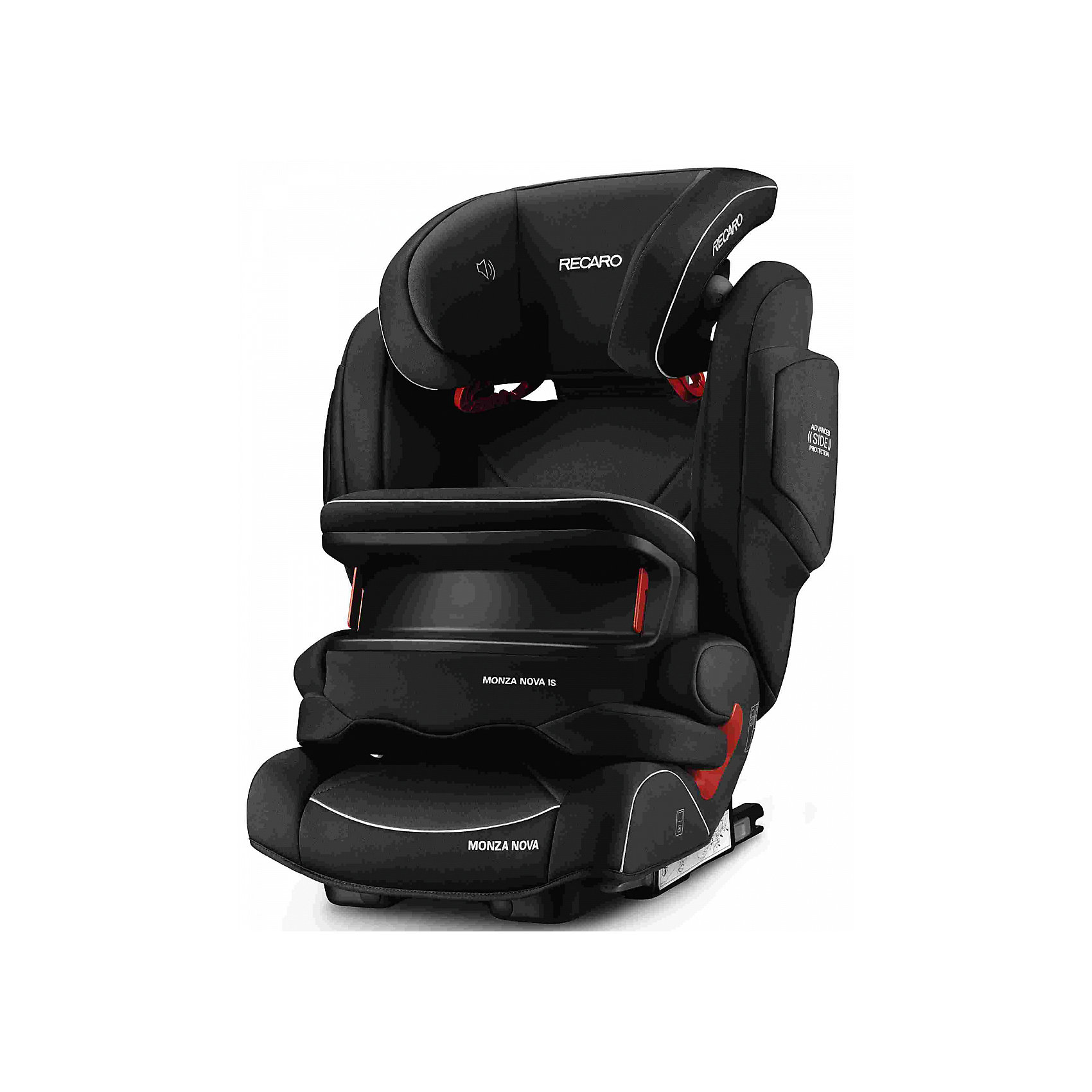 Автокресло RECARO Monza Nova IS Seatfix 9-36 кг, Perfomance Black Автокресло RECARO Monza Nova IS Seatfix 9-36 кг, Perfomance BlackГруппа 1-2-3 (От 9 до 36 кг)<br>Характеристики:<br><br>• группа: 1/2/3;<br>• вес ребенка: 9-36 кг;<br>• возраст ребенка: от 9 месяцев до 12 лет;<br>• способ крепления: IsoFix или штатными ремнями безопасности автомобиля;<br>• способ установки: лицом по ходу движения автомобиля;<br>• регулируется высота подголовника: 11 положений;<br>• имеется ростомер;<br>• регулируется глубина подголовника;<br>• перед ребенком находится специальный жесткий столик, который обеспечивает максимальную защиту ребенка от ударов при столкновении и резком торможении;<br>• угол наклона спинки подгоняется под угол сиденья автомобиля, слегка откидывается назад;<br>• имеются подлокотники, высота не меняется;<br>• сетчатый кармашек на боковой стороне автокресла;<br>• под сиденьем автокресла имеются пластиковые опорные элементы;<br>• в боковинках автокресла находятся встроенные динамики;<br>• усиленная боковая защита, 12 см;<br>• материал: пластик, полиэстер;<br>• размеры автокресла: 48х55х74 см;<br>• вес: 8 кг.<br><br>Автокресло Monza Nova IS Seatfix будет сопровождать вас и вашего кроху вплоть до достижения ребенком возраста 12 лет. Автокресло укомплектовано дополнительными аксессуарами для наибольшей безопасности ребенка на каждом этапе его взросления. Когда вес малыша находится в пределах 9-18 кг, эргономичный защитный столик вместе с 3-х точечным ремнем безопасности автомобиля обеспечивают максимальную безопасность. Автокресло обязательно используется со столиком, пока кроха не достигнет определенного роста и веса (95 см/18 кг).<br><br>Автокресло устанавливается на заднем сидении автомобиля с помощью системы Изофикс. Выдвижные крепления кресла совмещаются с системой Изофикс в автомобиле.<br>Обивка автокресла выполнена из дышащего материала, который не впитывает посторонние запахи. Автокресло оснащено вентиляционными отверстиями для циркуляции воздуха и регуляции теплообмена. Чехлы автокресла съемные, допускается стирка при температуре 30 градусов.<br><br>Комплектация:<br><br>• автокресло Monza Nova IS Seatfix группы I/II/III;<br>• защитный столик;<br>• накладка на сиденье;<br>• стерео динамики, встроенные в подголовник;<br>• провод для подключения воспроизводящего устройства к динамикам.<br><br>Автокресло Monza Nova IS Seatfix 9-36 кг., Recaro, Perfomance Black можно купить в нашем интернет-магазине.<br><br>Ширина мм: 740<br>Глубина мм: 620<br>Высота мм: 480<br>Вес г: 8000<br>Возраст от месяцев: 9<br>Возраст до месяцев: 144<br>Пол: Унисекс<br>Возраст: Детский<br>SKU: 5396741