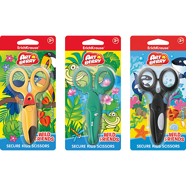 Пластиковые ножницы Artberry Wild Friends (в ассортименте) Пластиковые ножницы Artberry Wild Friends (в ассортименте)Школьные аксессуары<br>Характеристики пластиковых ножниц Artberry Wild Friends:<br><br>• возраст: от 5 лет<br>• пол: для мальчиков и девочек<br>• комплект: 1 ножницы.<br>• материал: пластик, металл.<br>• длина: 12 см.<br>• размер упаковки: 20 x 13 x 12.5 см.<br>• бренд: Erich Krause<br>• страна обладатель бренда: Россия.<br><br>ВНИМАНИЕ! Товар в ассортименте, нет возможности выбрать товар конкретной расцветки!<br><br>Предназначены для обучения детей обращению с ножницами. Представляют собой детские пластиковые ножницы, выполненные в форме забавных зверюшек. Безопасные закругленные концы лезвий изготовлены из ударопрочного пластика ABS. Не проводят электричество. Лезвия не повредят кожу, волосы или одежду. Длина ножниц 12 см.<br><br>Пластиковые ножницы Artberry Wild Friends торговой марки Erich Krause можно купить в нашем интернет-магазине.<br><br>Ширина мм: 125<br>Глубина мм: 200<br>Высота мм: 13<br>Вес г: 28<br>Возраст от месяцев: 60<br>Возраст до месяцев: 216<br>Пол: Унисекс<br>Возраст: Детский<br>SKU: 5409200