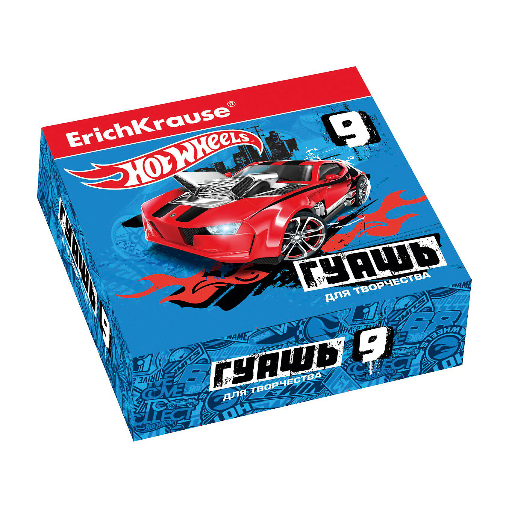 Гуашь Hot Wheels Super Car, 9 цветов по 20мл Гуашь Hot Wheels Super Car, 9 цветов по 20млHot Wheels<br>Характеристики гуаши Hot Wheels Super Car, 9 цветов:<br><br>• возраст: от 5 лет<br>• пол: для мальчиков<br>• комплект: 9 баночек по 20 мл.<br>• материал: краски, пластик.<br>• размер упаковки: 15.5х11.5х4 см.<br>• упаковка: картонная коробка.<br>• вес: 0.4 кг.<br>• бренд: производитель: Erichkrause<br>• страна обладатель бренда: Россия.<br><br>Гуашь Hot Wheels Super Car, торговой марки Erichkrause идеально подойдет для детского творчества. После высыхания поверхность имеет матово-бархатистую фактуру. Гуашь легко смывается водой.<br><br>Гуашь Hot Wheels Super Car 9 цветов торговой марки Erich Krause можно купить в нашем интернет-магазине.<br><br>Ширина мм: 119<br>Глубина мм: 116<br>Высота мм: 40<br>Вес г: 254<br>Возраст от месяцев: 60<br>Возраст до месяцев: 216<br>Пол: Мужской<br>Возраст: Детский<br>SKU: 5409218