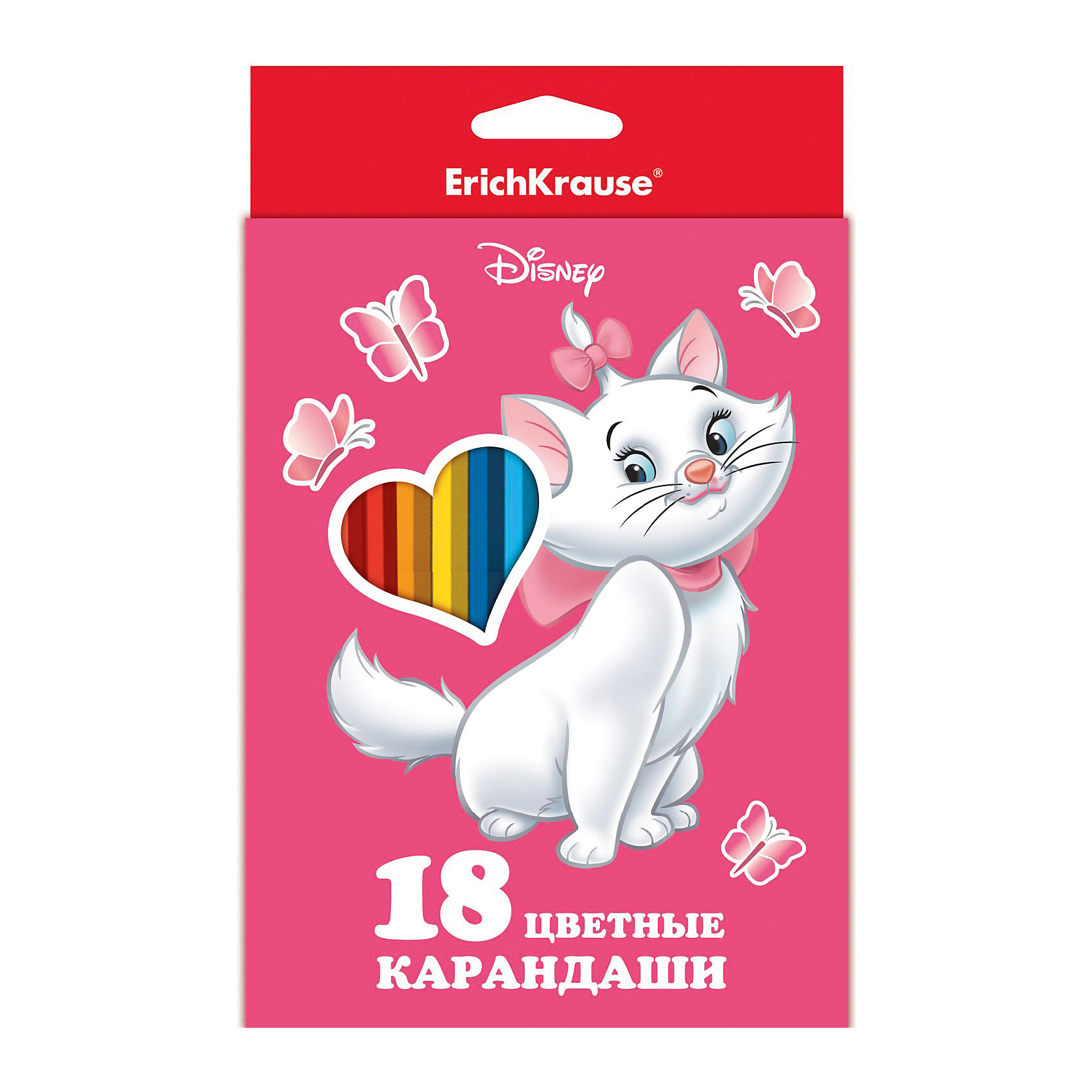 Карандаши Кошка Мари, 18 цветов Карандаши Кошка Мари, 18 цветовПисьменные принадлежности<br>Характеристики карандашей Кошка Мари:<br><br>• возраст: от 3 лет<br>• герой: Дисней<br>• пол: для девочек<br>• комплект: 18 карандашей.<br>• материал: дерево, графит<br>• размер упаковки: 20х9х1,5 см <br>• упаковка: картонная коробка.<br>• толщина грифеля: 3 мм.<br>• карандаши: шестигранные.<br>• бренд: Erich Krause<br><br>Набор цветных карандашей от известной немецкой компании Erich Krause (Эрих Краузе) состоит из 18 цветных карандашей разных ярких цветов, которые прекрасно подходят для рисования даже малышей. У карандашей не крошиться грифель, они не требуют сильного нажатия, а рисунки получаются насыщенные и яркие. Корпус шестигранной формы позволит малышу правильно держать карандаш и, при долгом рисовании, рука не будет уставать.<br><br>Карандаши Кошка Мари торговой марки Erich Krause можно купить в нашем интернет-магазине.<br><br>Ширина мм: 134<br>Глубина мм: 204<br>Высота мм: 8<br>Вес г: 133<br>Возраст от месяцев: 60<br>Возраст до месяцев: 216<br>Пол: Женский<br>Возраст: Детский<br>SKU: 5409238